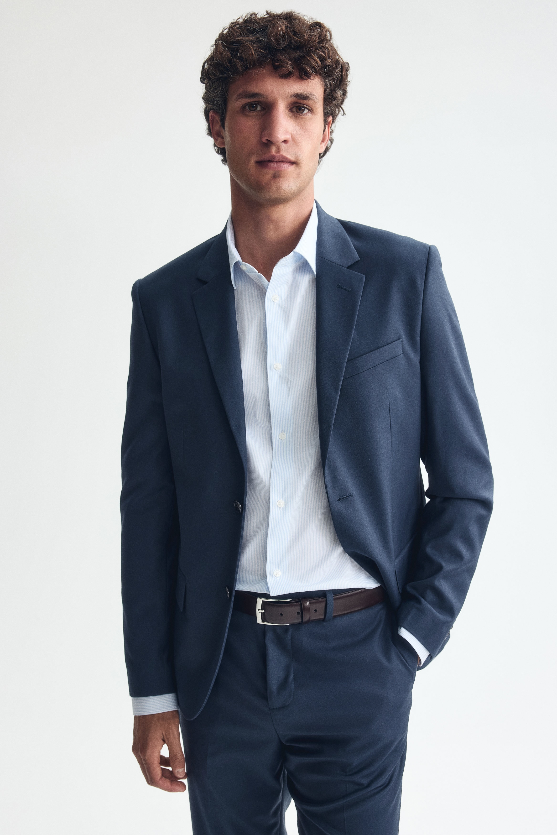 Men's Dark blue Skinny-Fit Single-Breasted Jacket | H&M US