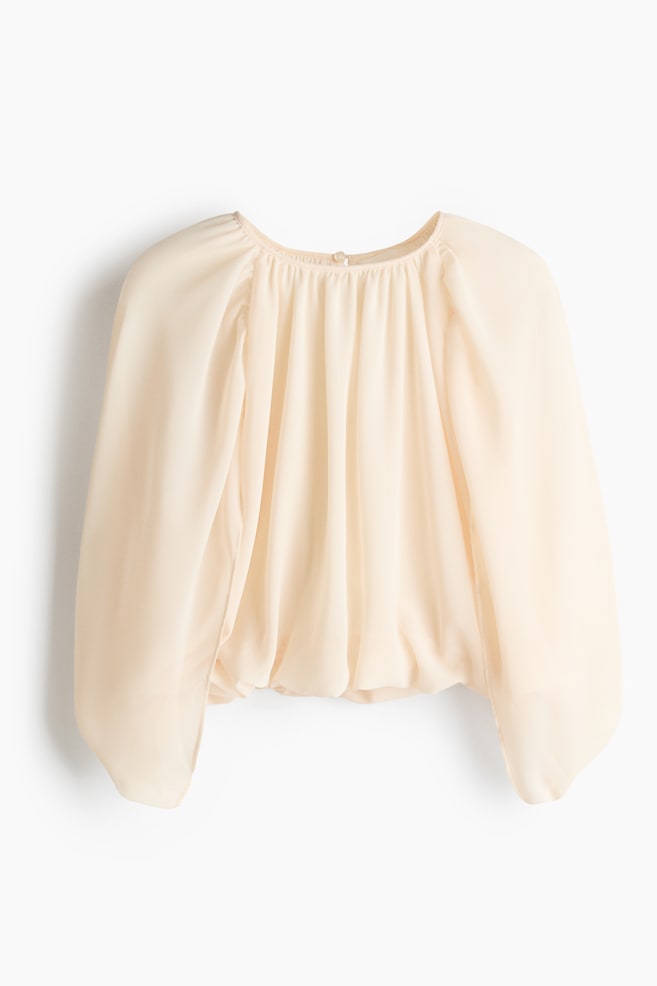 Chiffon Top - Light beige/Beige/zebra print/Dark brown - 1