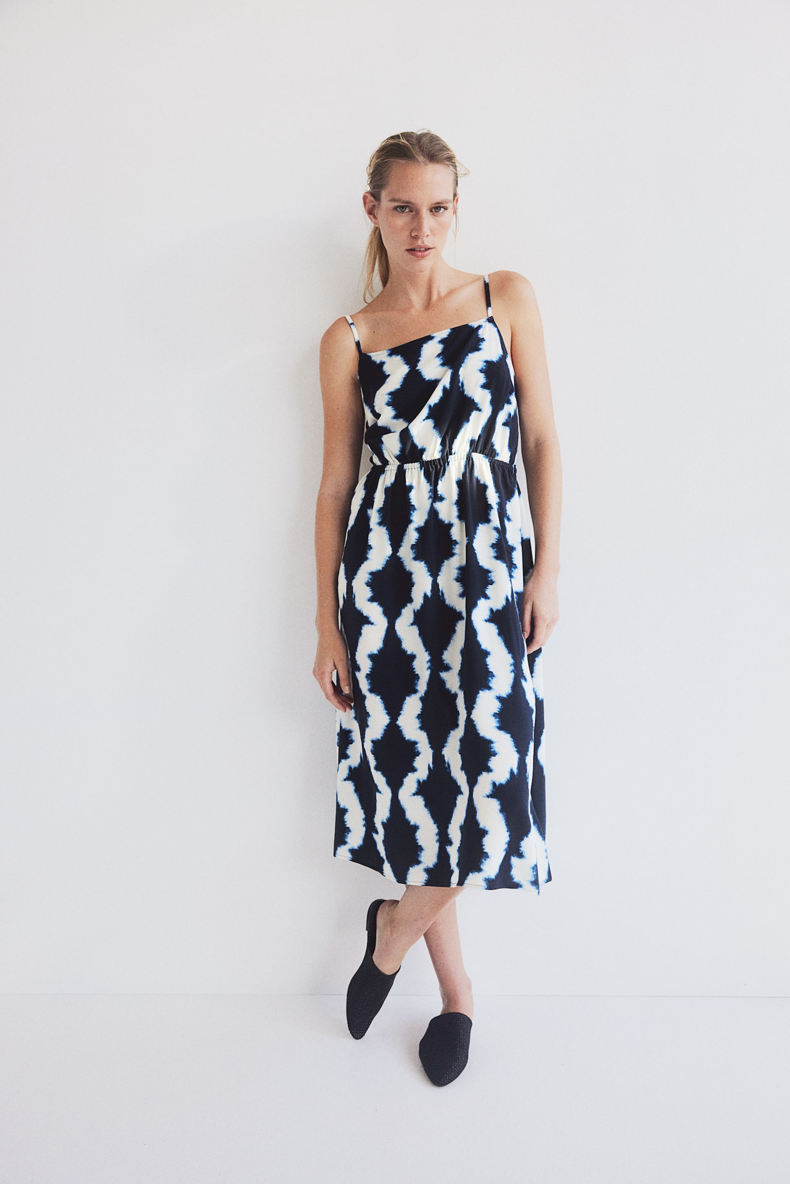 Strappy Viscose Dress - Navy blue/Pattern/Cream/Lemons - 4