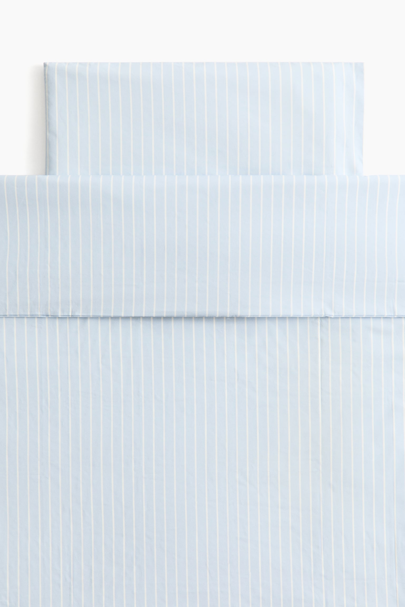 Cotton percale cot duvet cover set - Light blue/Striped/Light pink/Striped/Light beige/Striped - 1