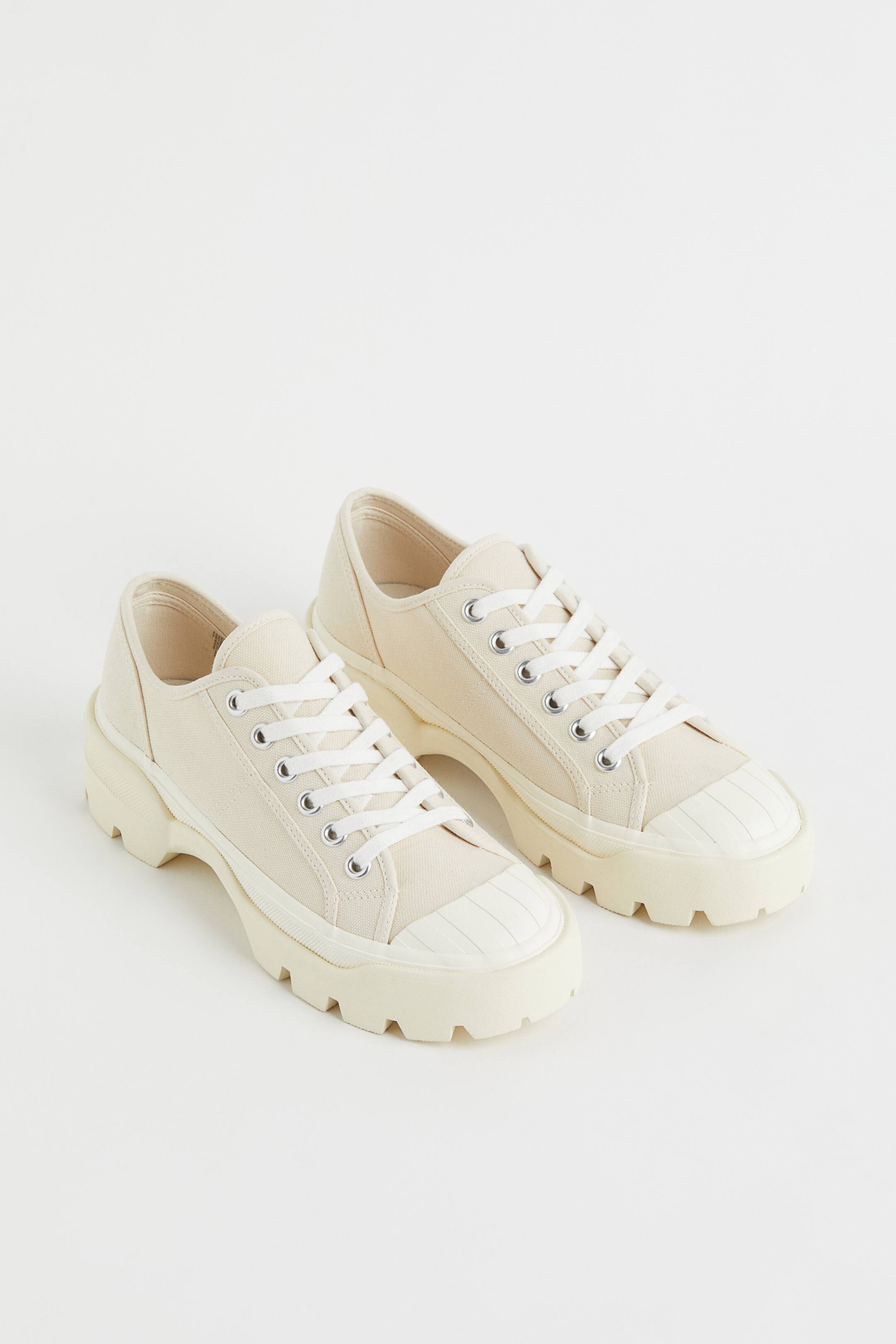 Chunky denim trainers No heel Cream Ladies H&M GB