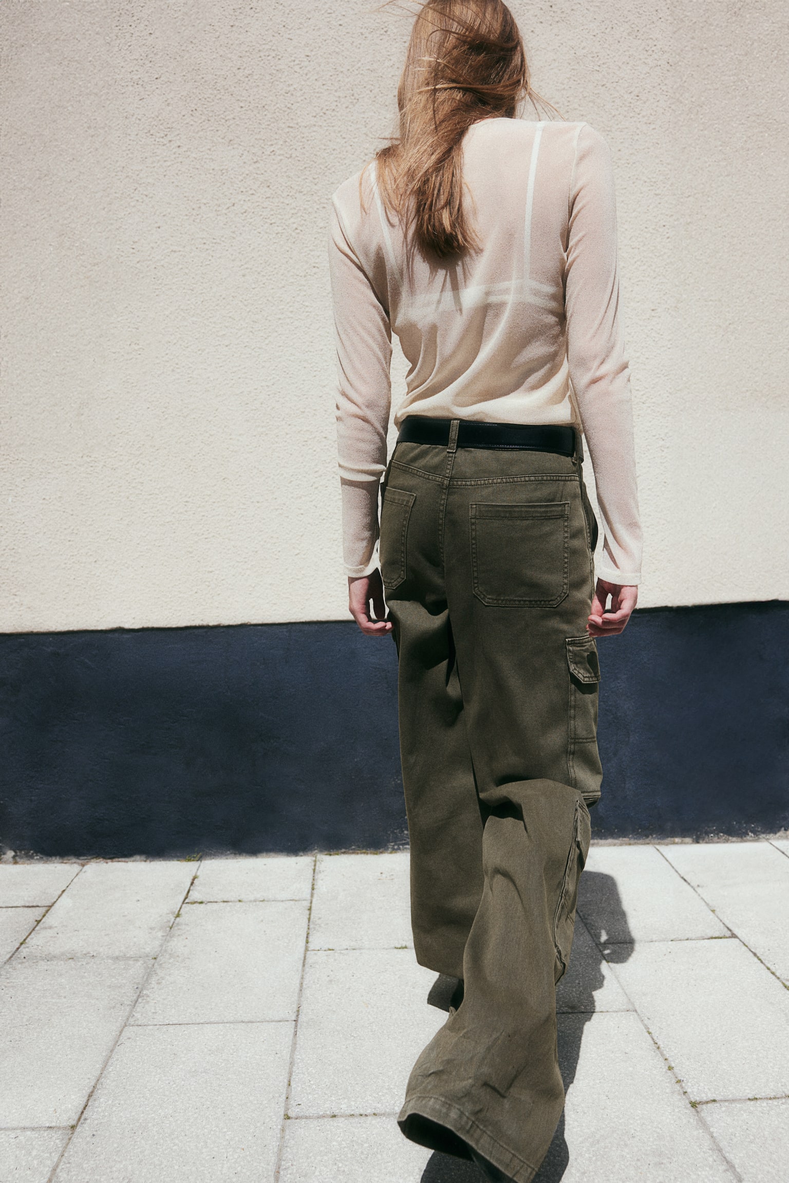 Wide cargo trousers - Dark khaki green/Brown/Beige - 7