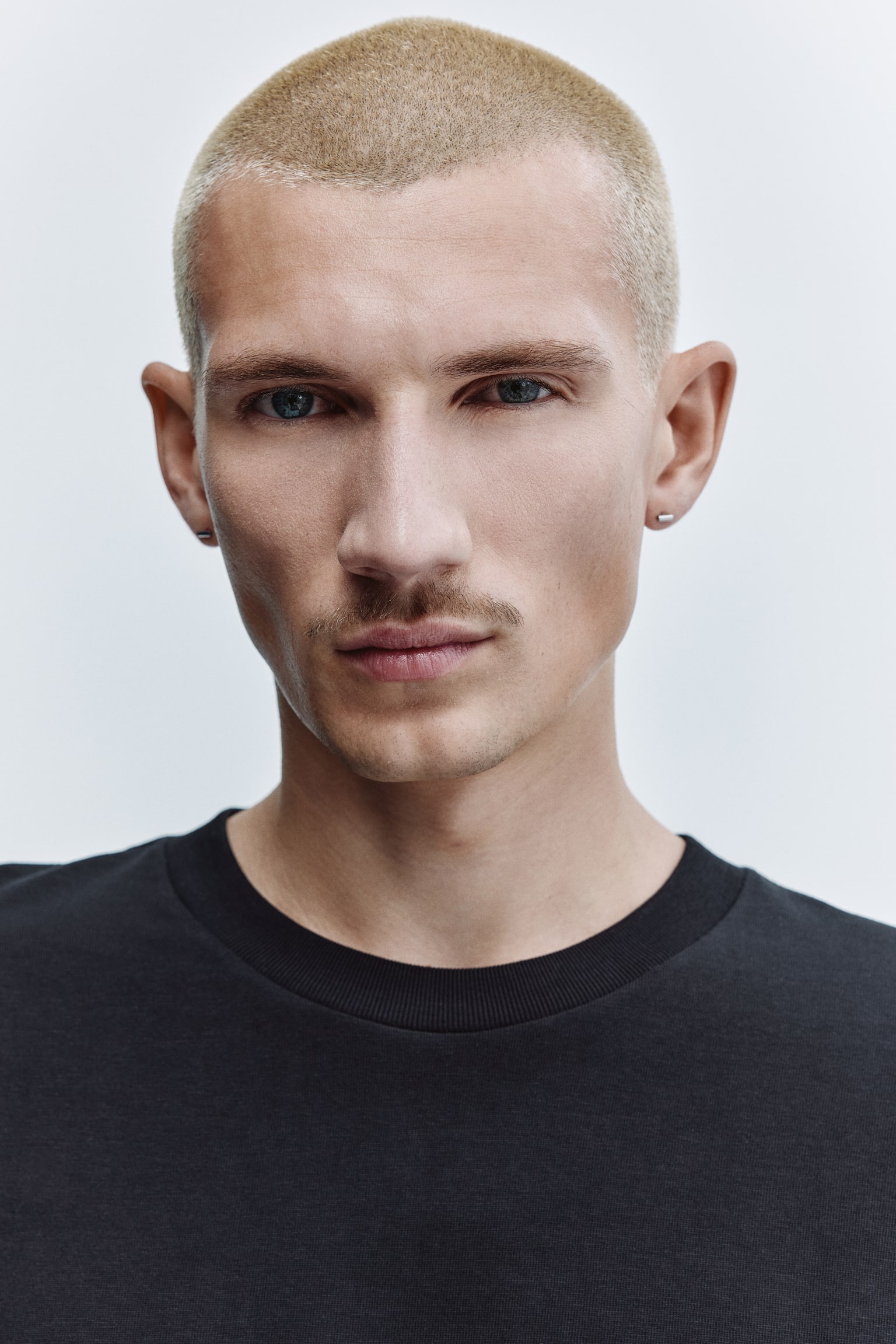 Oversized Fit Long-sleeved jersey top - Black/Grey melange/White - 4