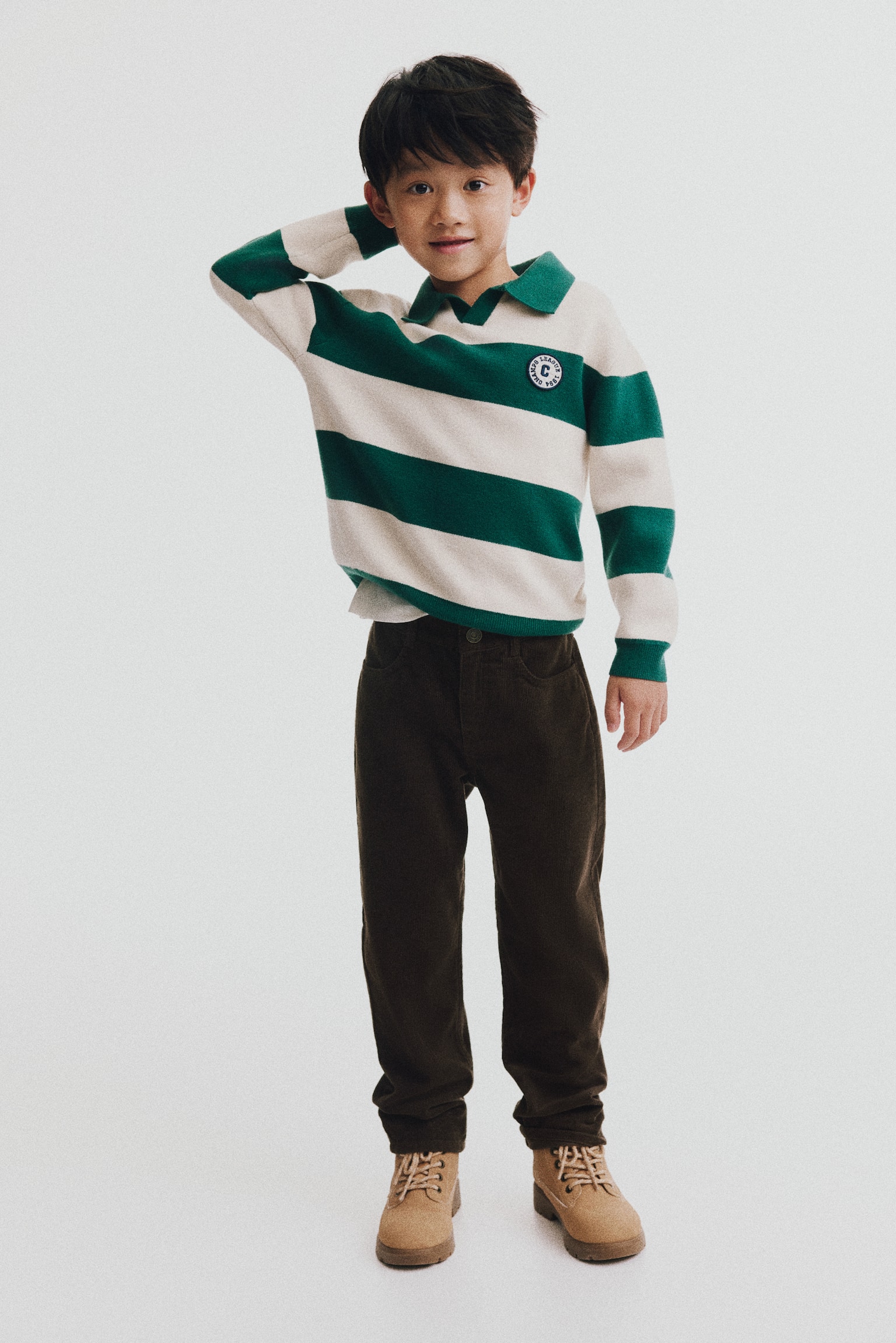 Детские брюки H&M Relaxed-Fit Corduroy, цвет: Тёмный коричневый — фото 3