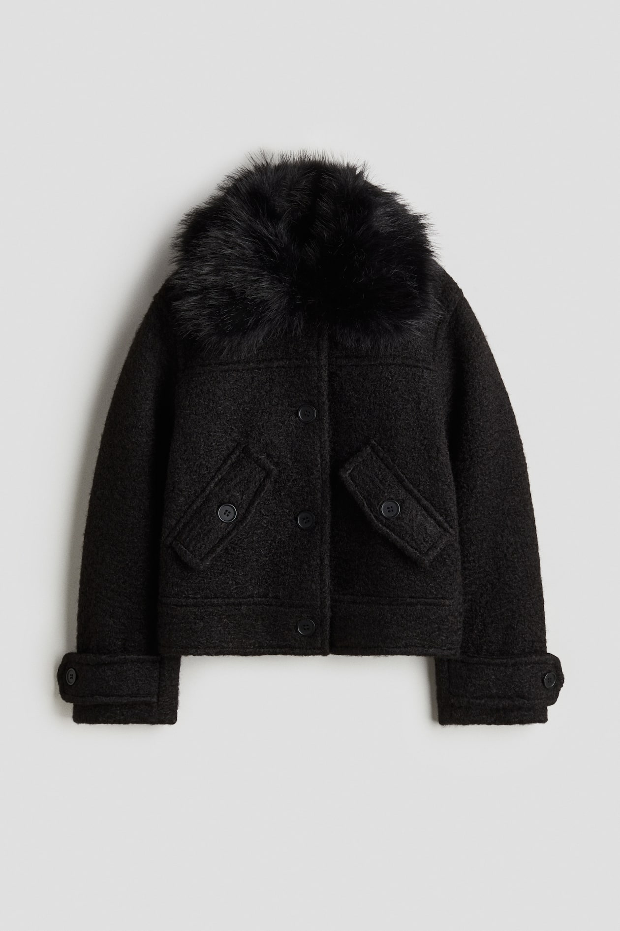 Μπουφάν με χνουδωτό γιακά - Μαύρο - Kids | H&M GR