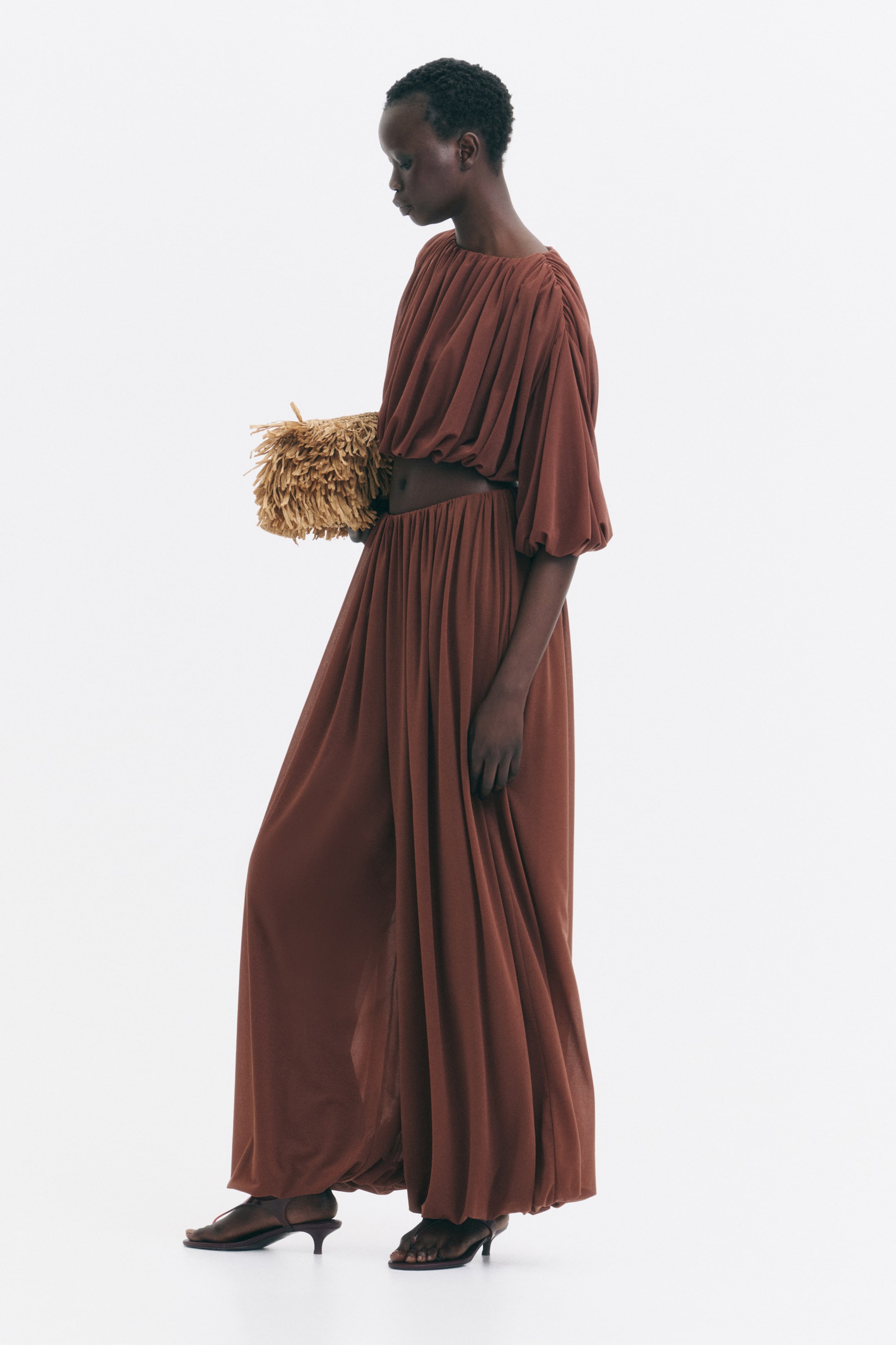 Draped Balloon-Leg Pants