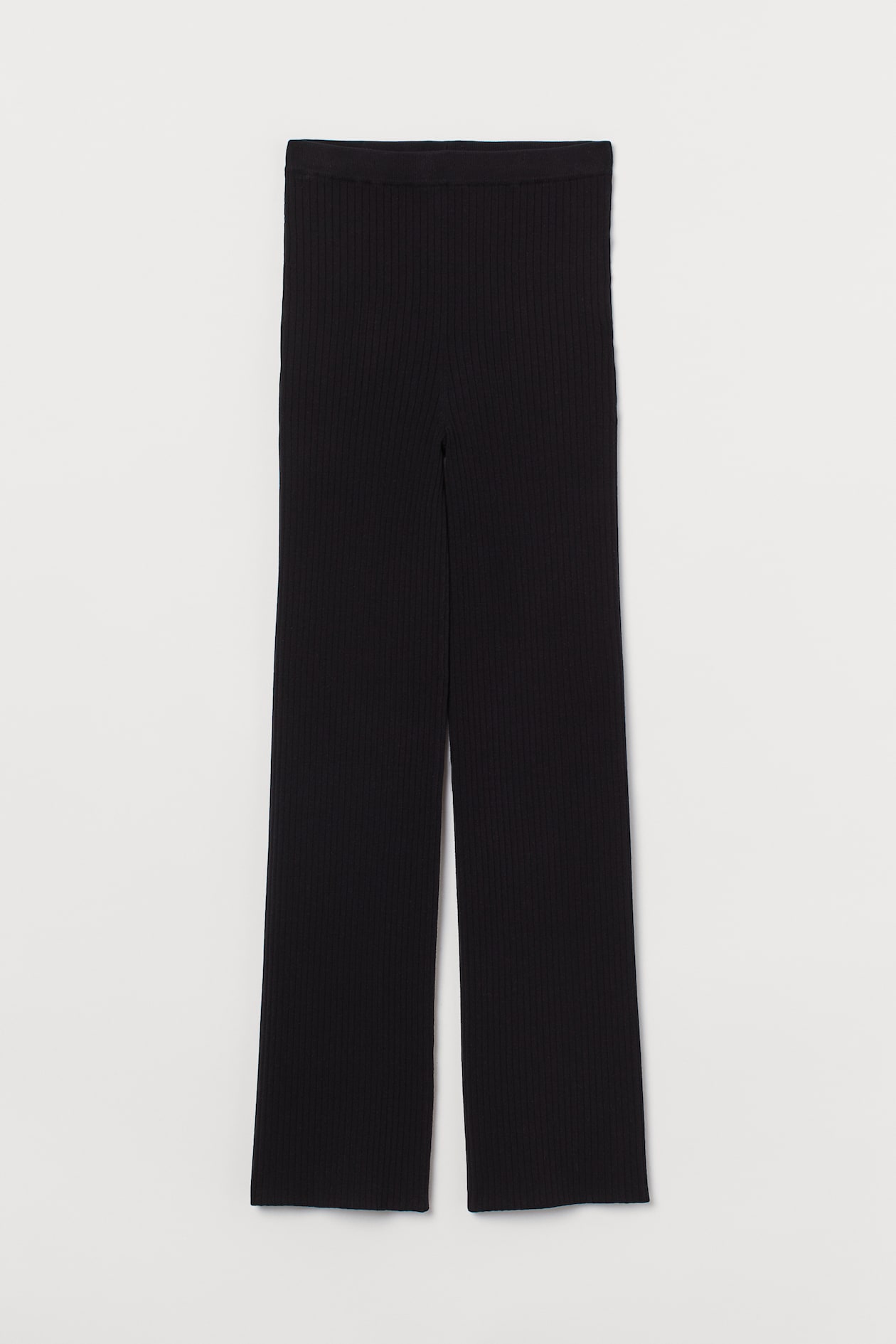 Rib-knit trousers - High waist - Ankle length - Black - Ladies | H&M GB