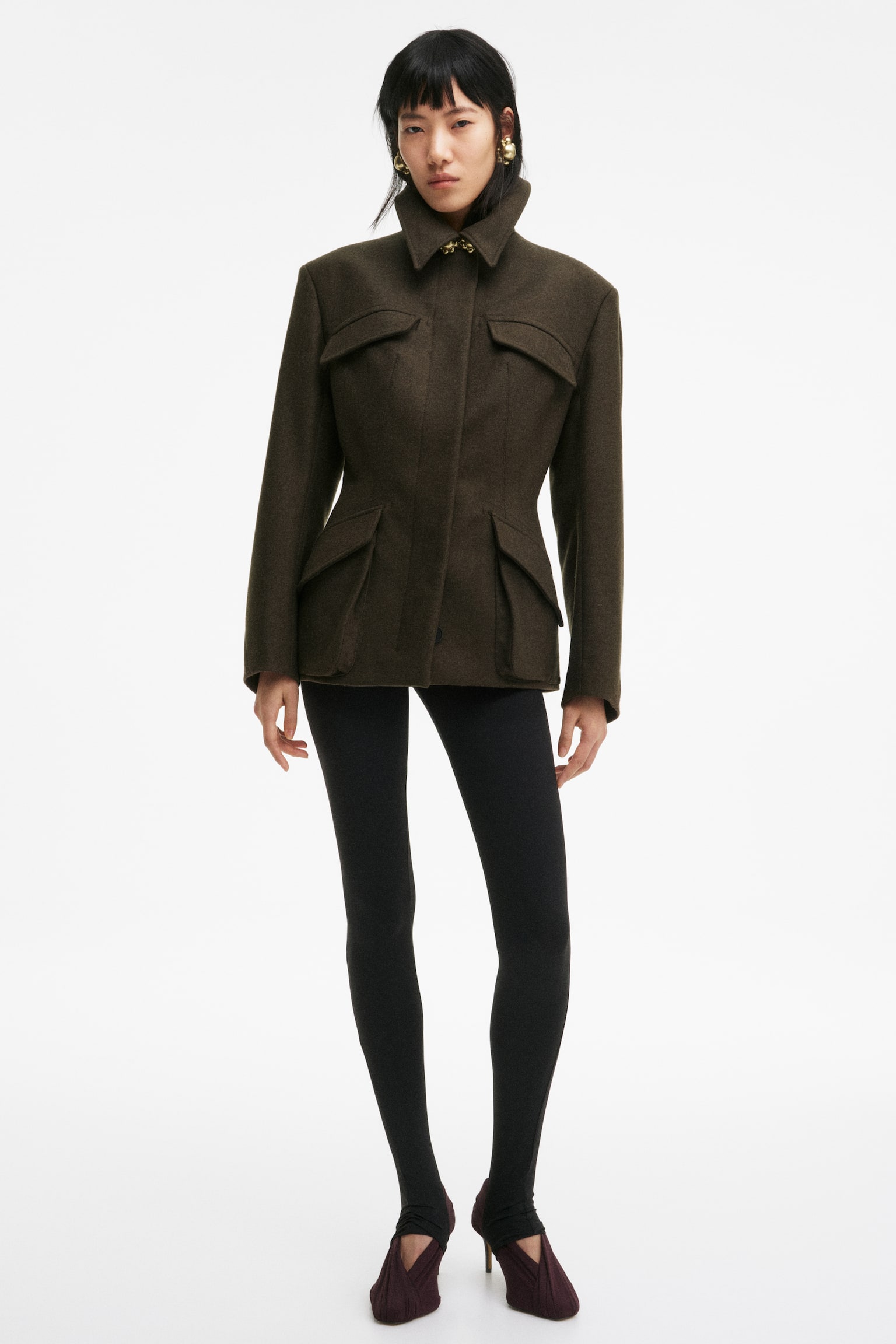 Saco en mezcla de lana - Verde oscuro - 1