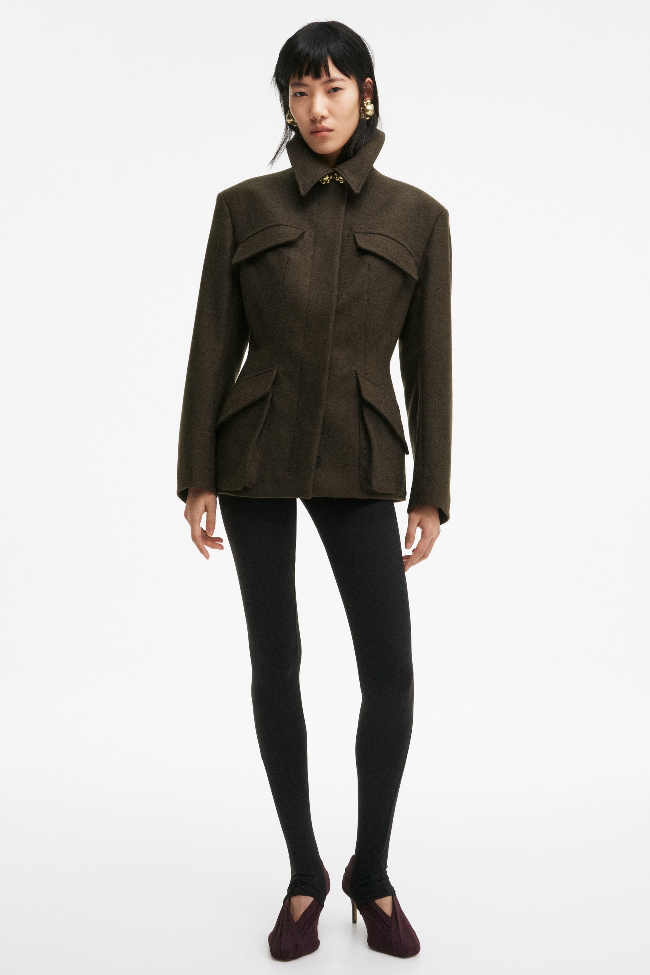 View larger image: Wool-blend jacket - Dark green - Ladies | H&M 1