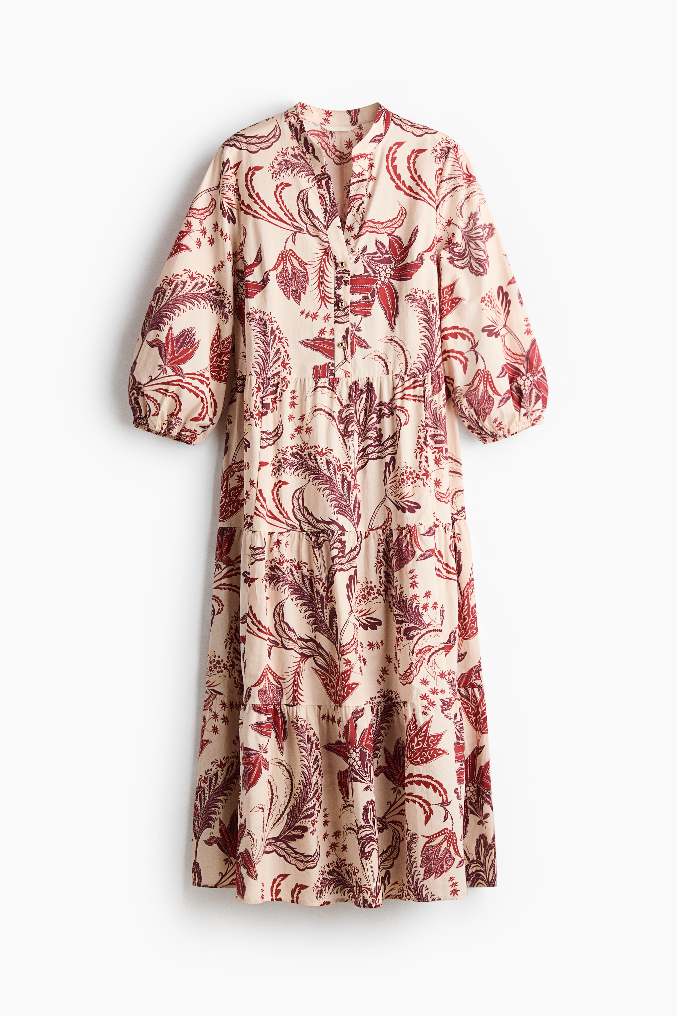 Tiered midi dress - Light beige/Patterned/Light beige/Leopard print/Black/Cream patterned/Green/Patterned/Dark purple/Bright red/Patterned/White/Paisley-patterned