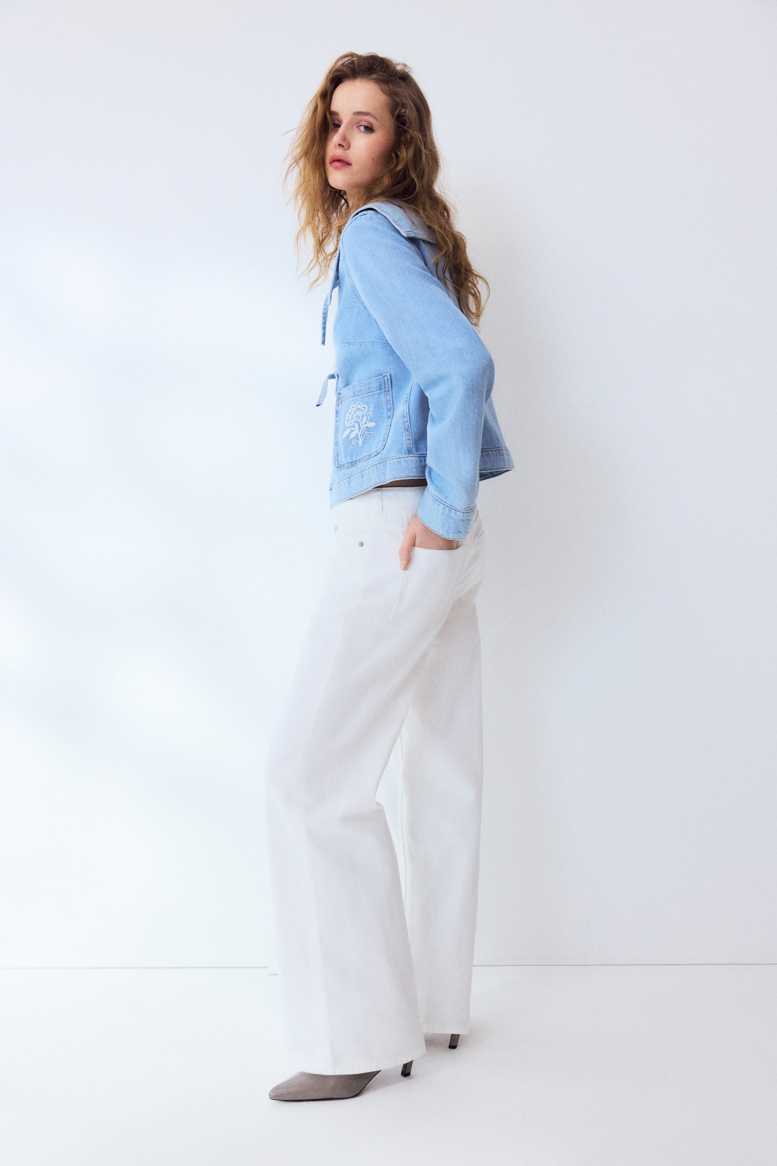 Baggy Regular Waist Jeans - Hvid/Vasket denimblå/Lysegrå/Lys beige - 4