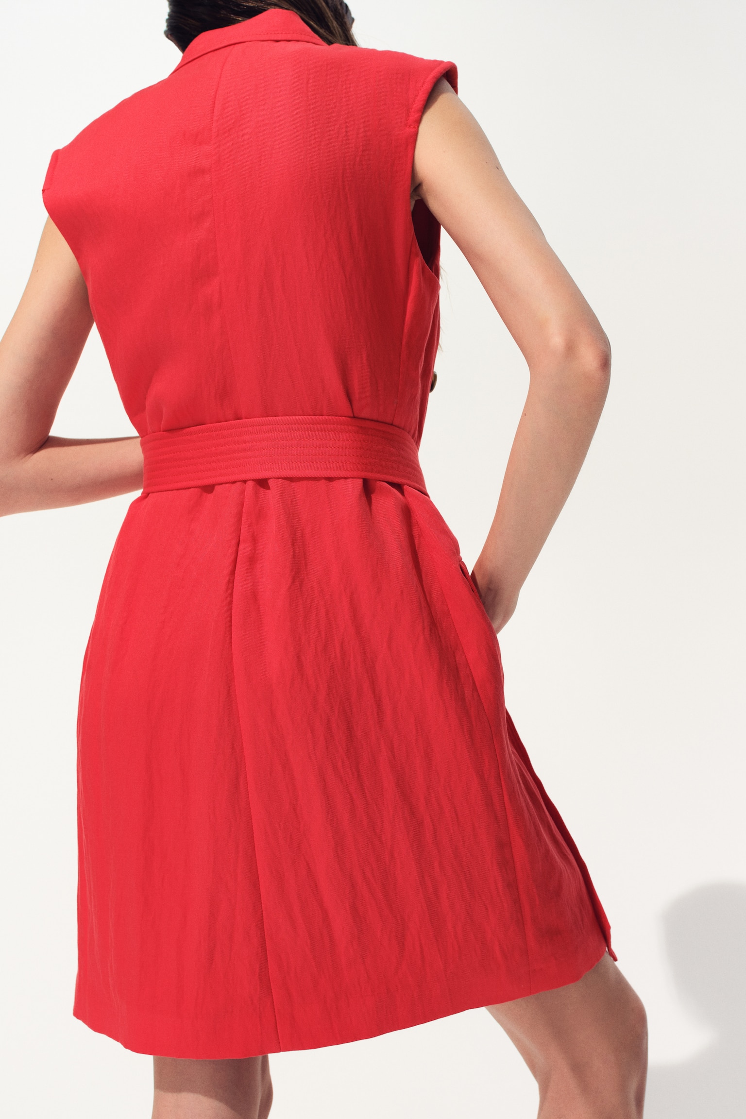 Linen-blend blazer dress - Red/Cream/Striped - 4