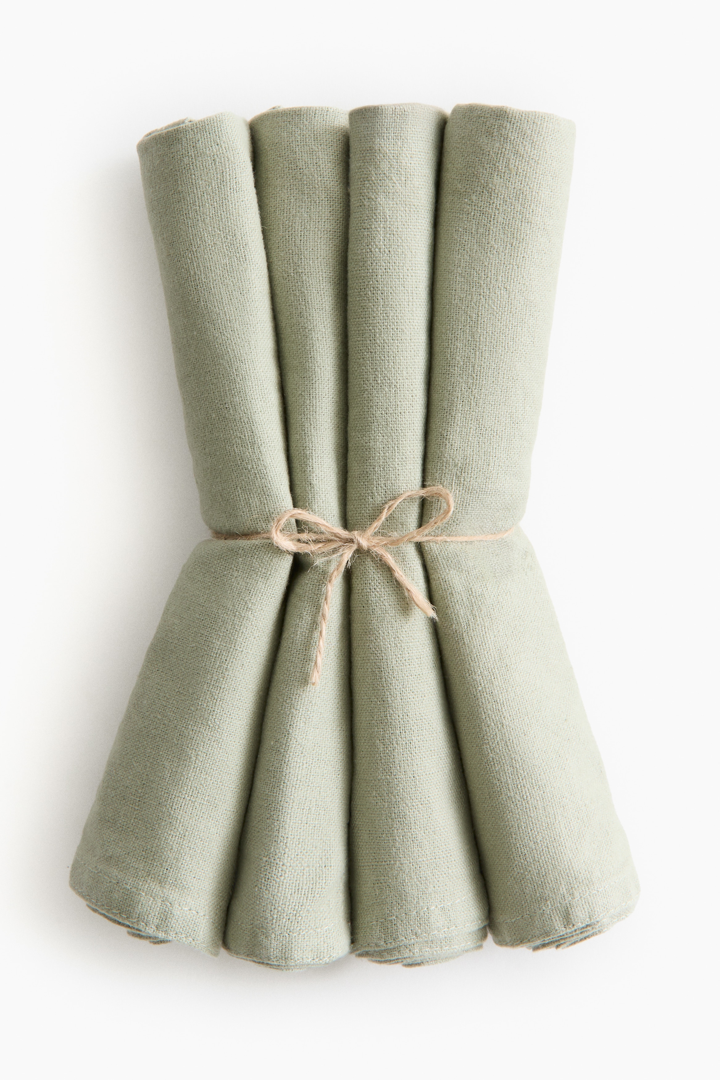 Lot de 4 serviettes de table en lin mélangé - Vert clair/Beige/Blanc/Taupe/Vert kaki/Jaune