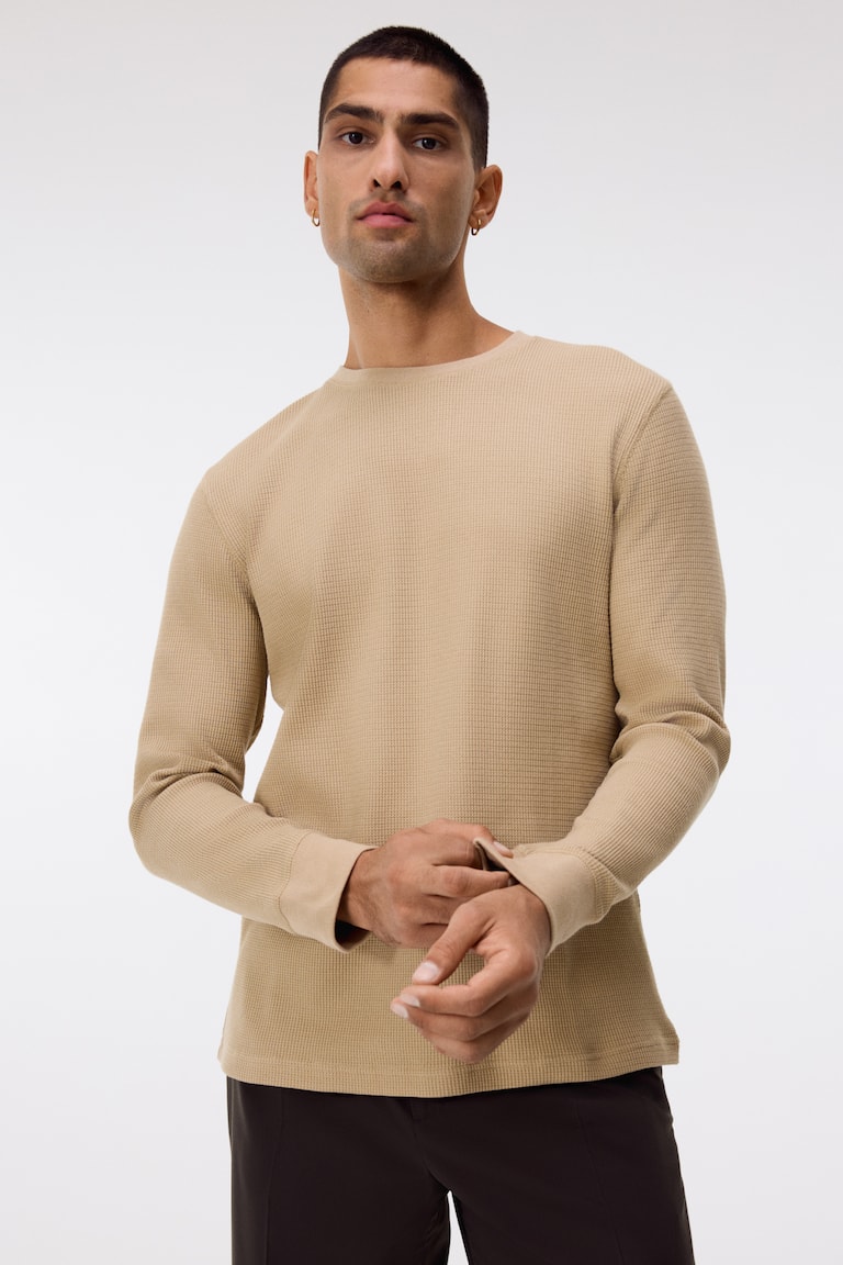 Majica od žerseja vafl tkanja Slim Fit