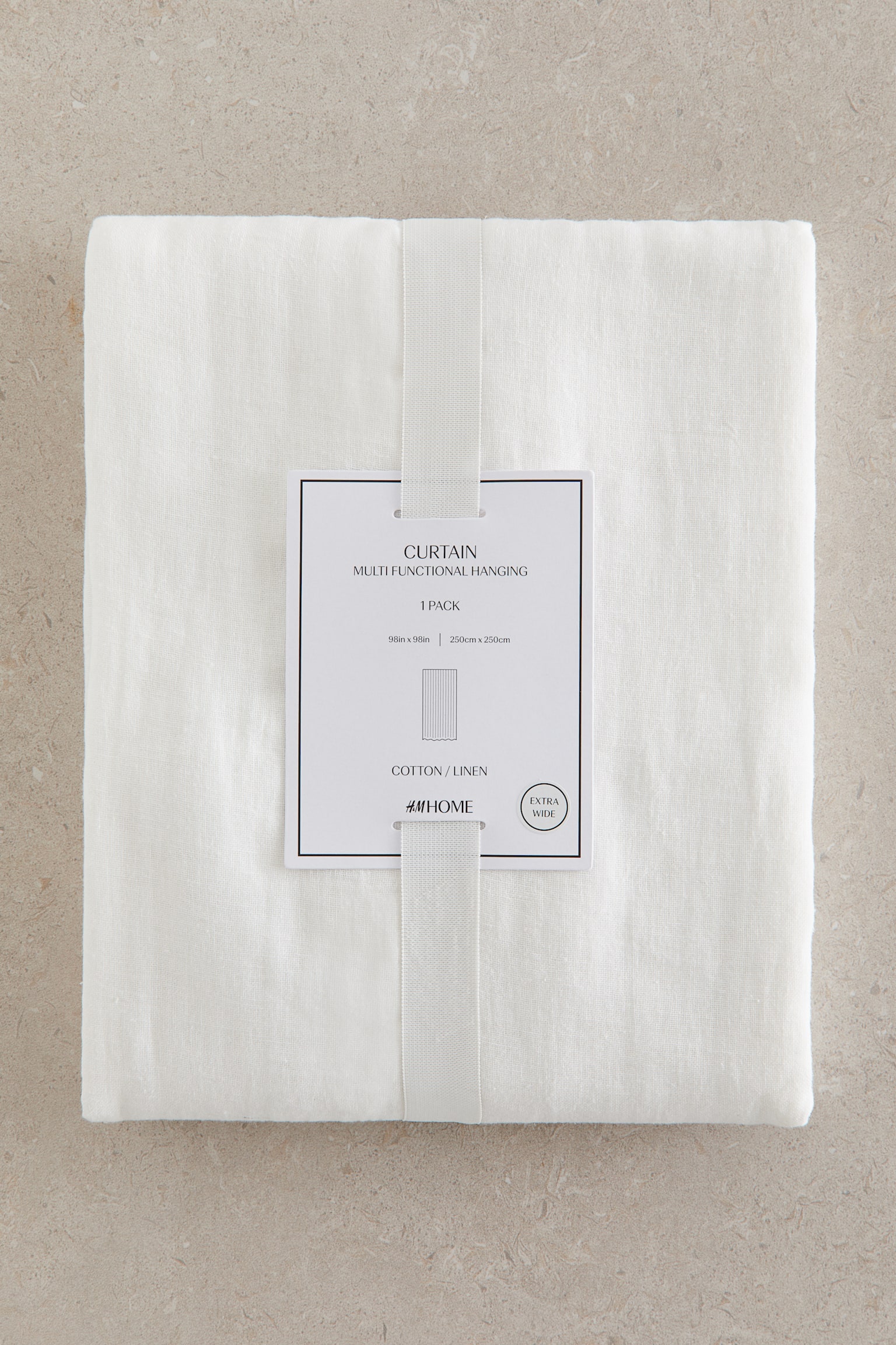 1-pack wide linen-blend curtain length - White/Light greige/Beige/Light khaki green