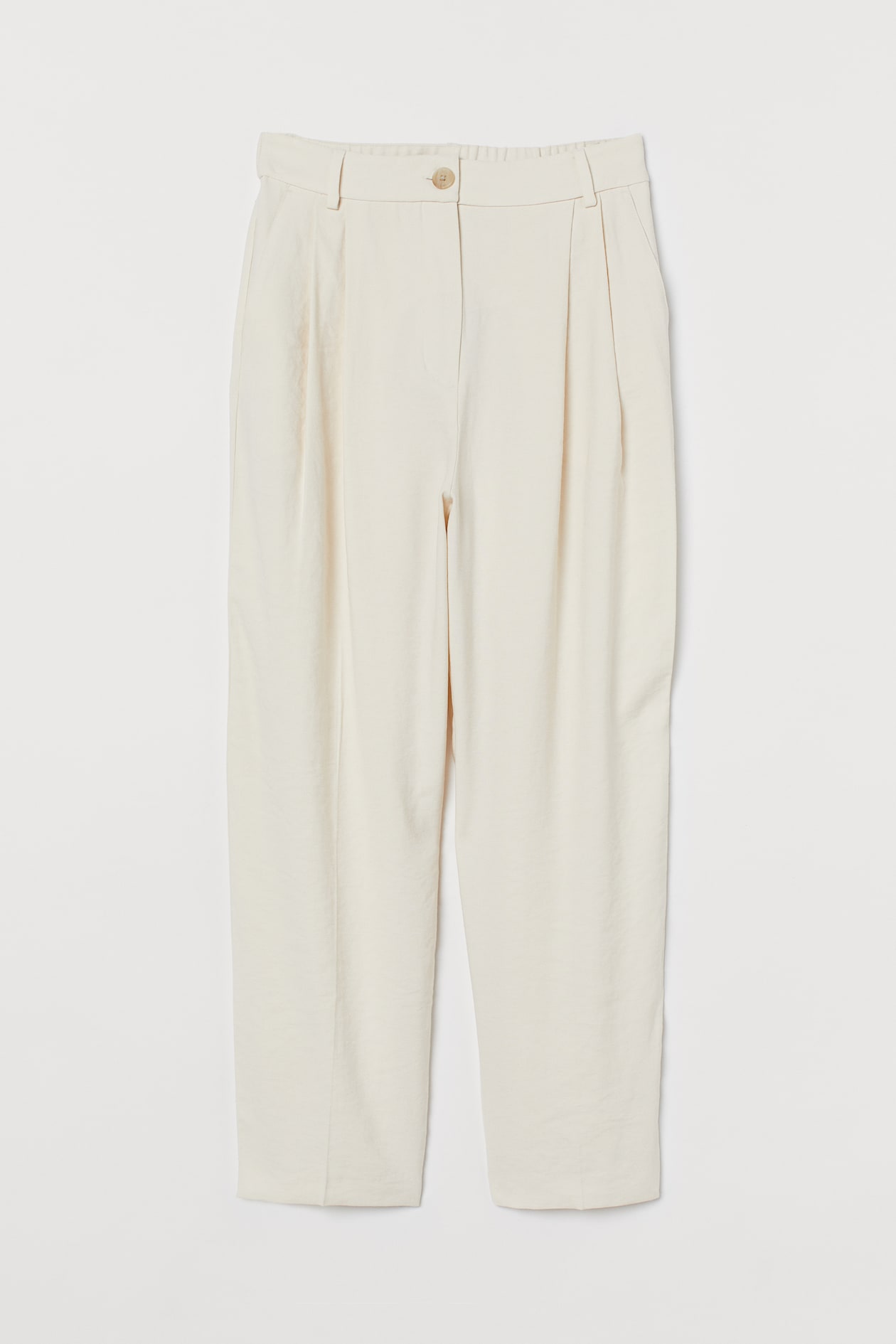 Tailored twill trousers - High waist - Ankle length - Cream - Ladies ...