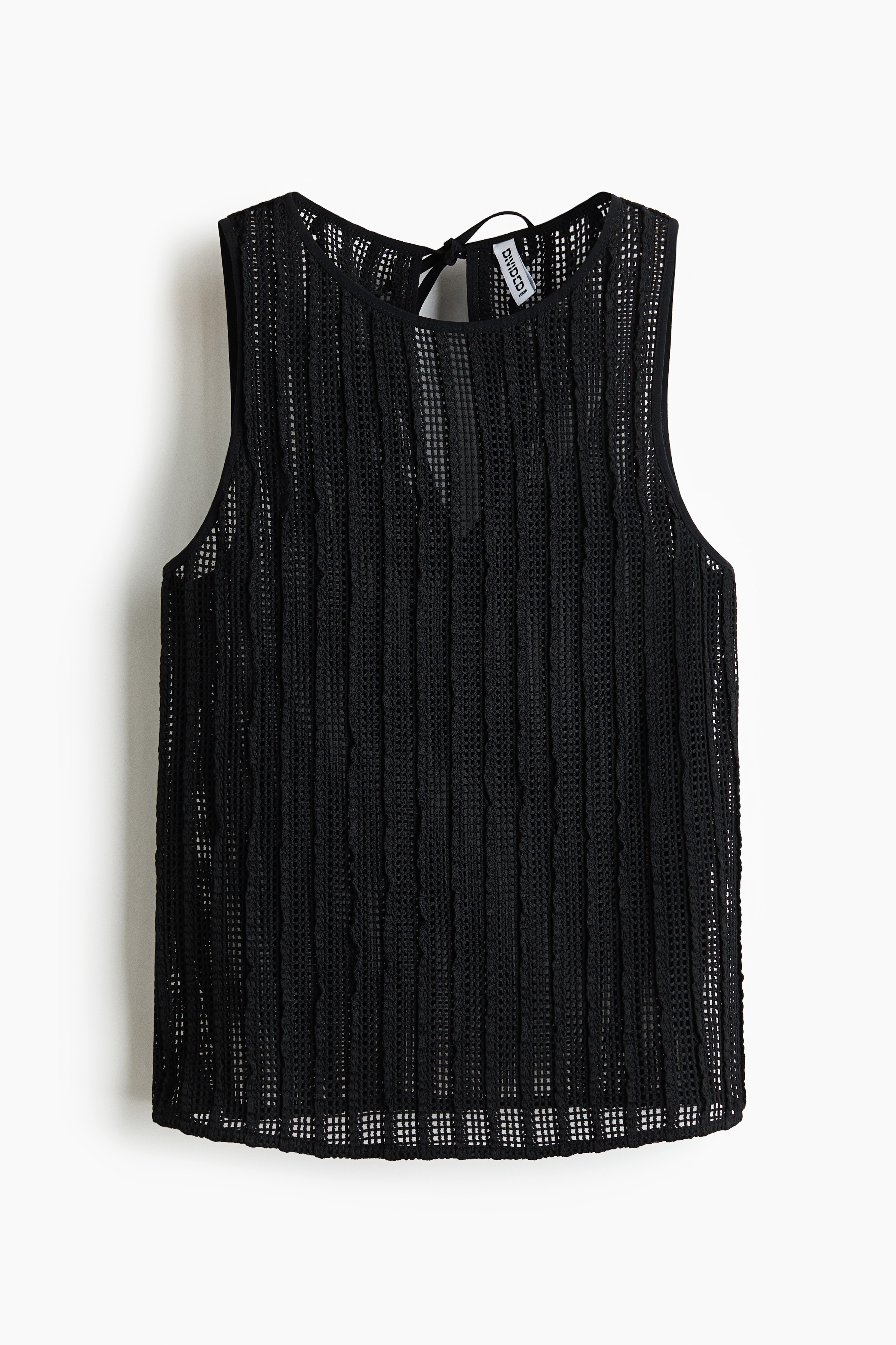 Textured net top - Sort/Klar blå