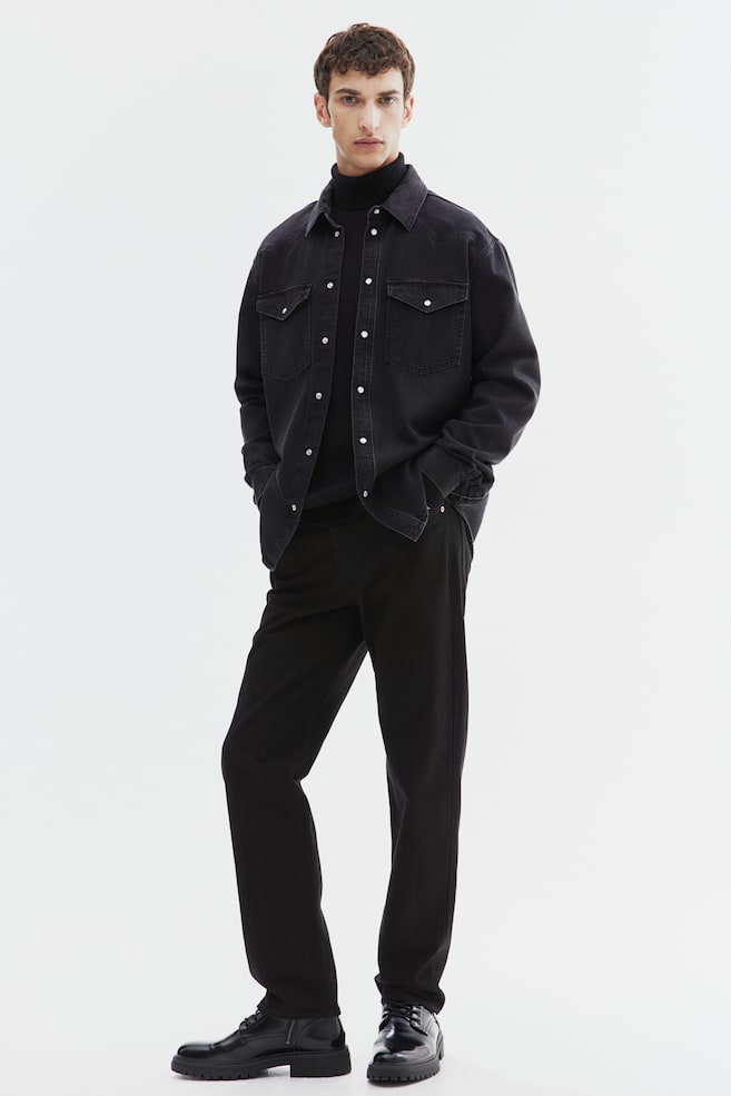 Jeansskjorta Regular Fit - Svart/Ljus denimblå - 1