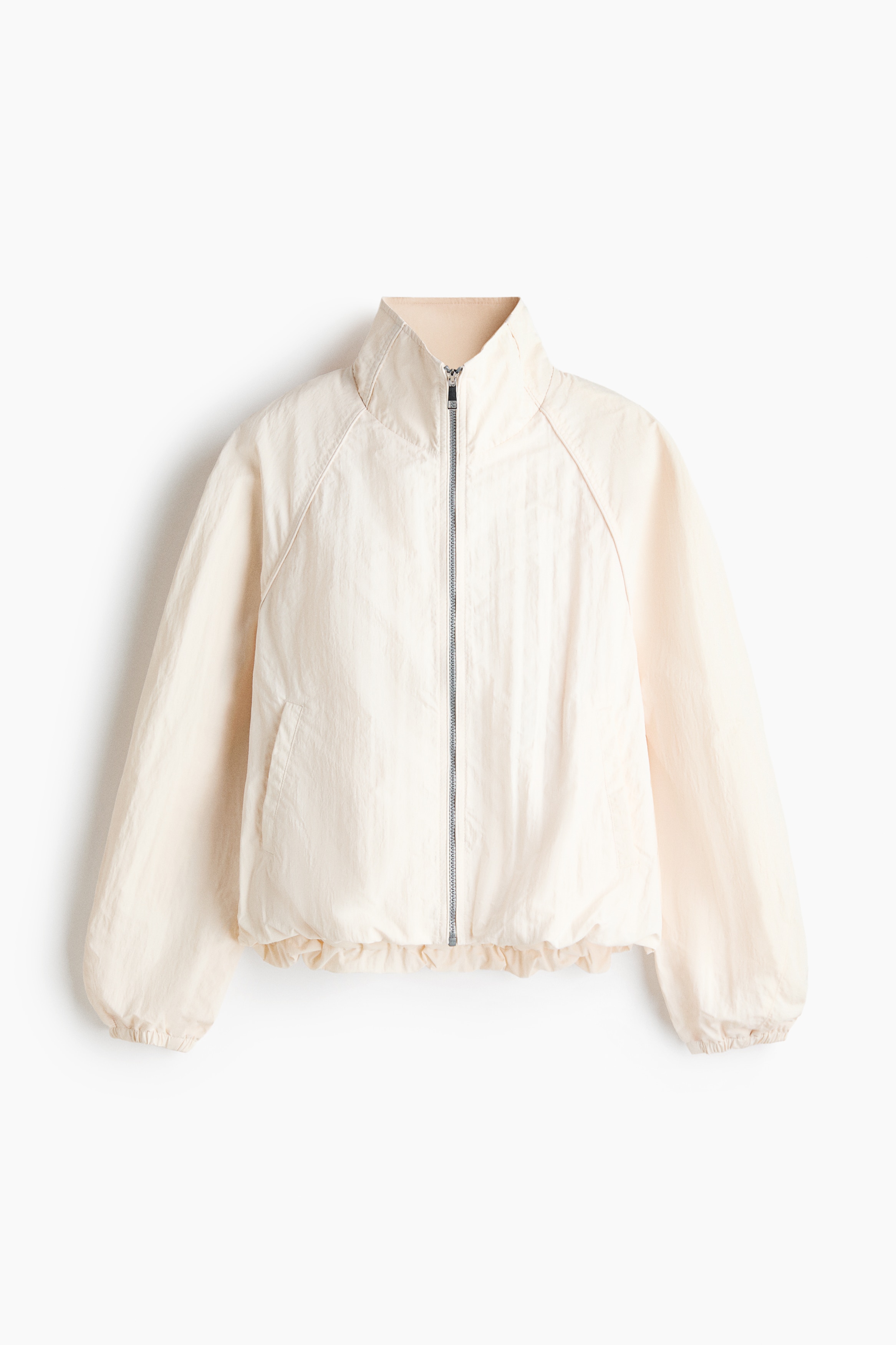 Oversized Bubble-Hem Jacket - Cream/Dark red