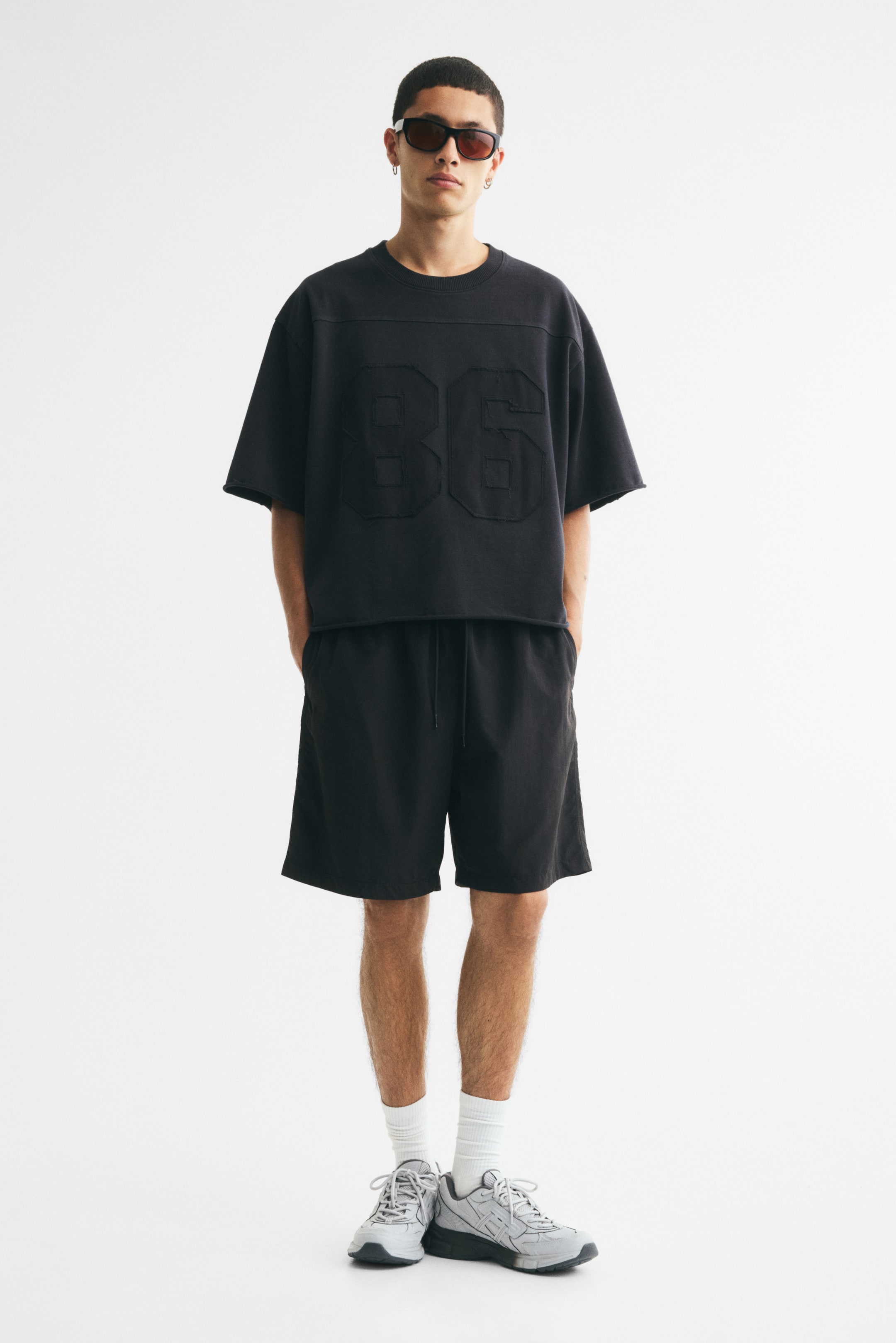 Oversized Motif-Detail Cotton T-Shirt