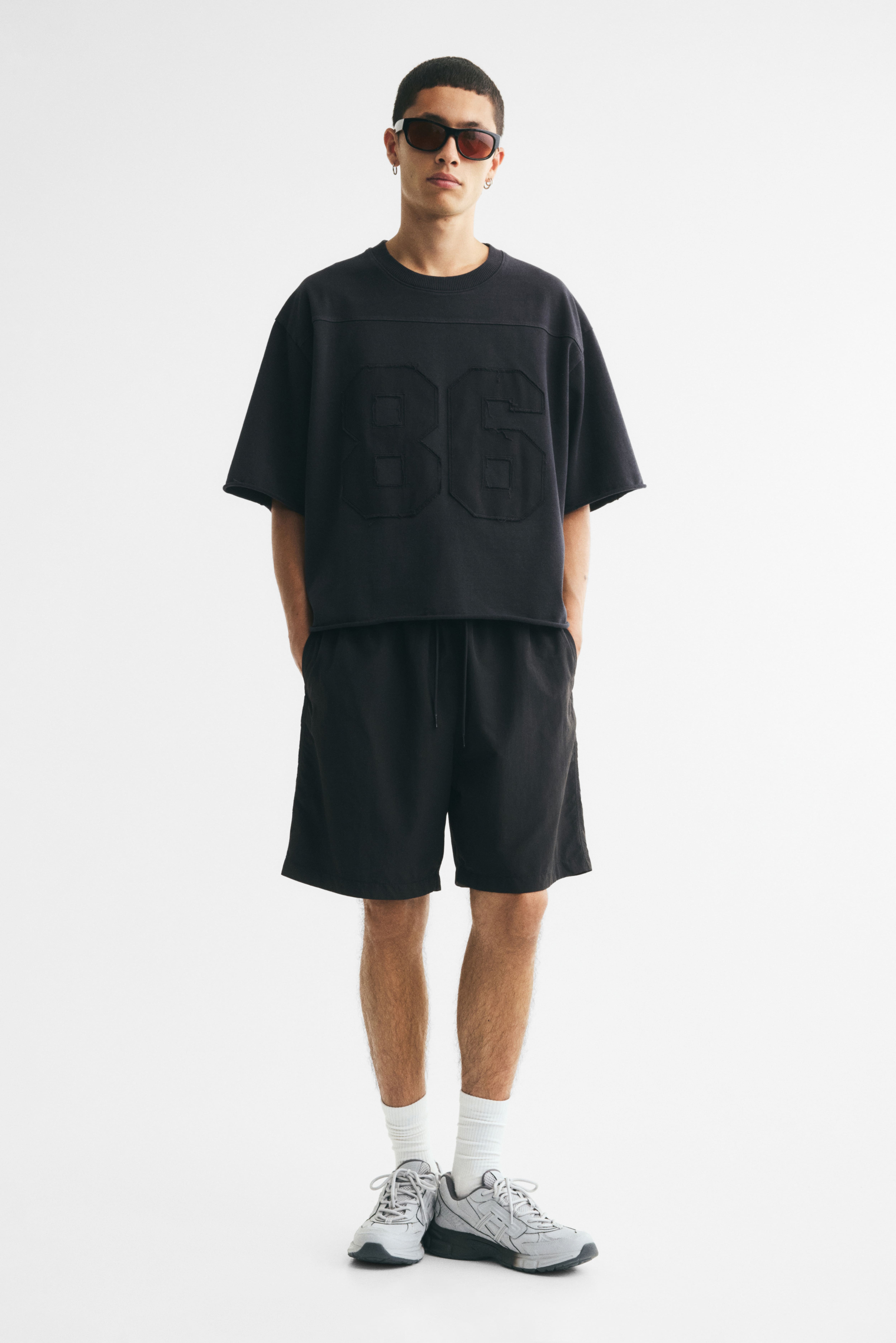 Oversized Motif-Detail Cotton T-Shirt