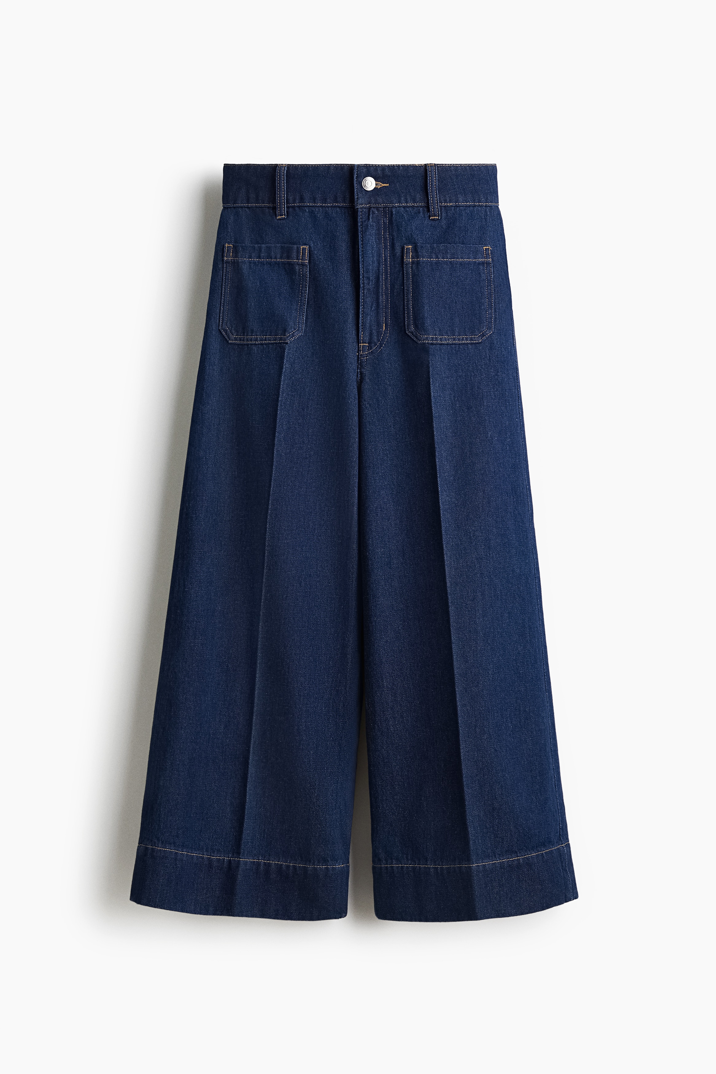 Wide High Ankle Jeans - Dark denim blue/Light denim blue/White