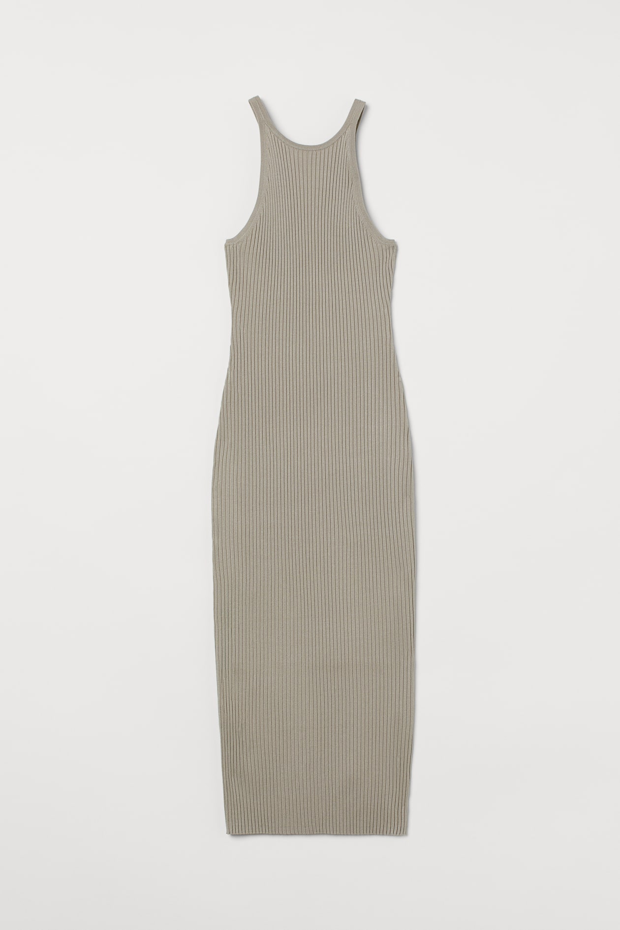 Rib-knit Dress - Round Neck - Sleeveless - Beige - Ladies | H&M US