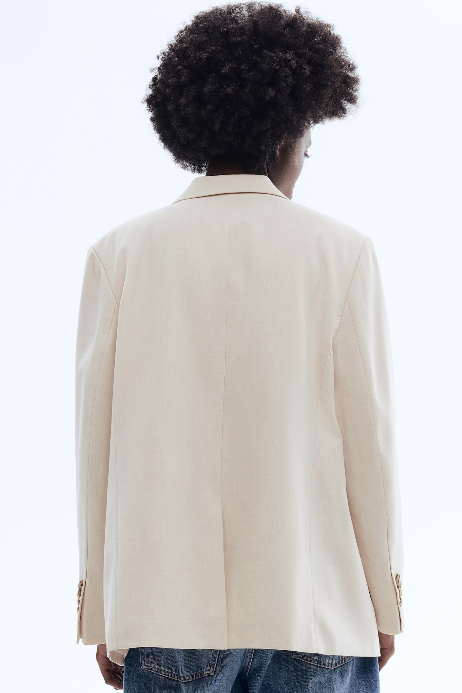 בלייזר עם כפתרה כפולה - בז' בהיר/ורוד בהיר - 5