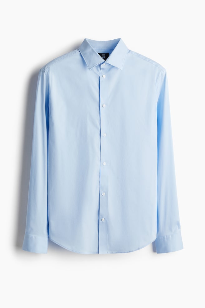 Slim Fit Stretch Shirt - Light blue/White/Black/Navy blue/Dark beige - 1