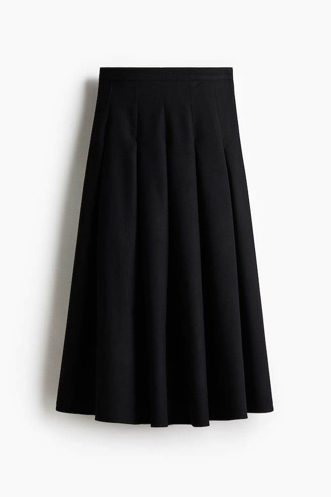 Plissierter Midirock - Schwarz/Dunkelbeige/Dunkelgraumeliert - 1