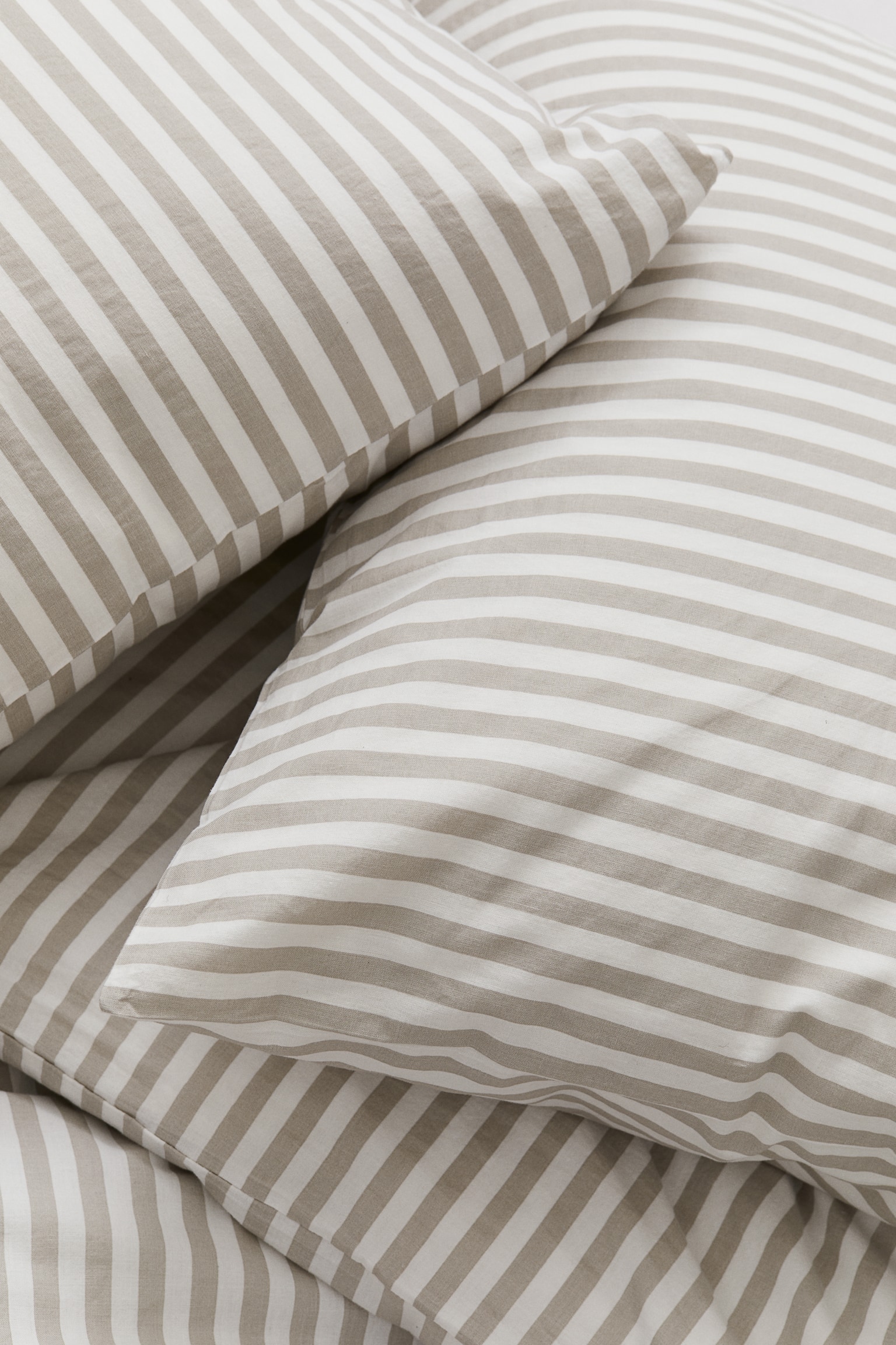 Cotton double/king duvet cover set - Light mole/White/Light khaki green/White/Dark grey/Striped/Red/Striped - 3