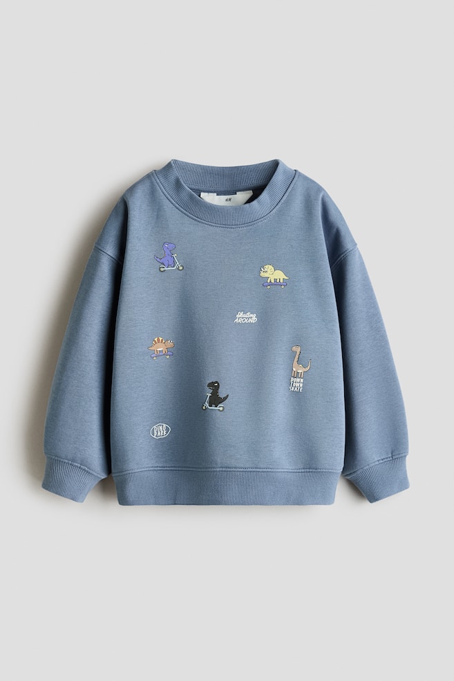 Printed Sweatshirt - Light dusty blue/dinosaurs/Cream/brown striped/Cream/NASA/Cream/Sports Club/Charcoal gray/Dinosaur Crew/Red/94/Black/Boo! - 1