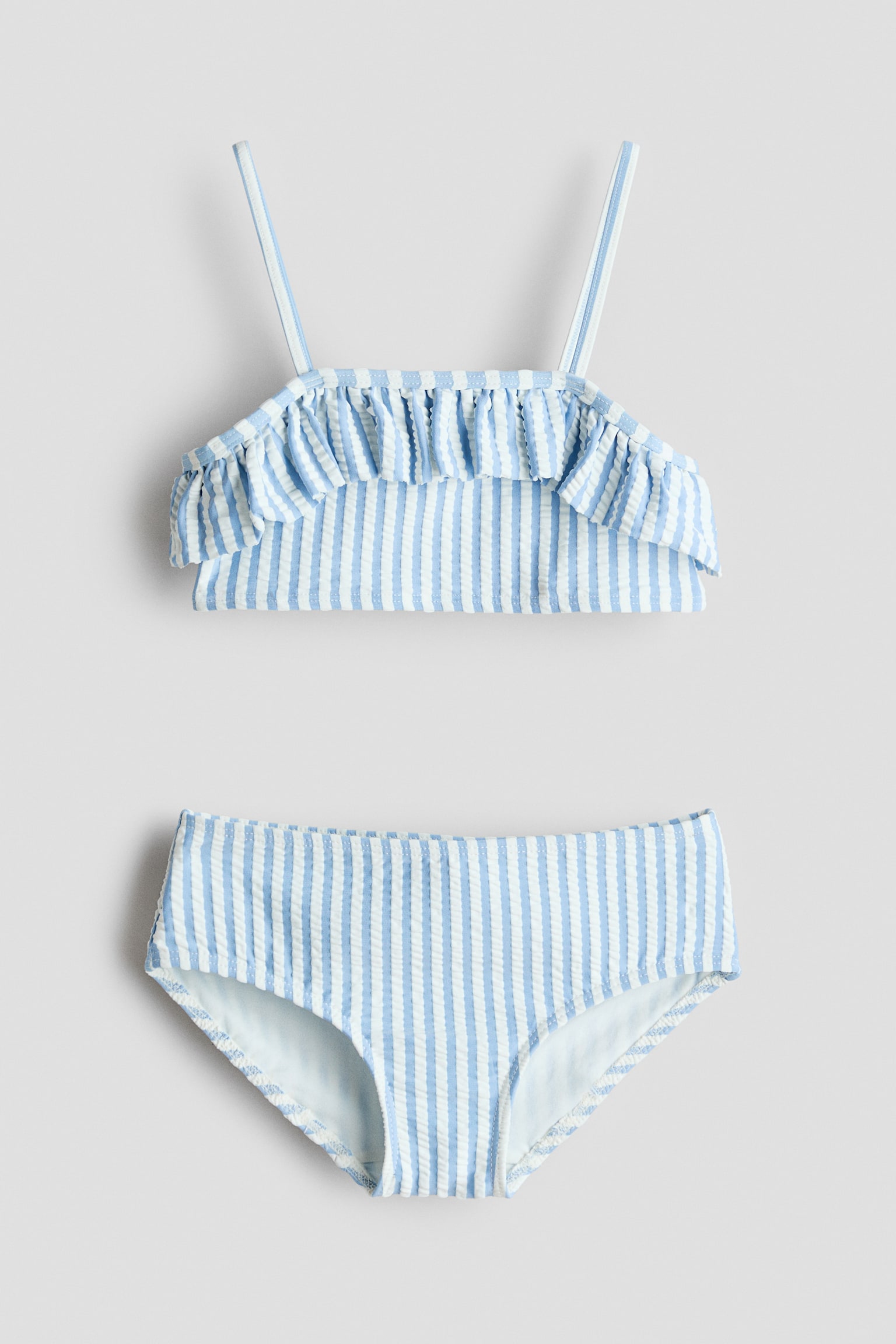 Bikini con volant - Azzurro/righe/Azzurro/bianco righe
