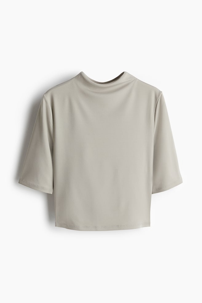Turtleneck microfibre top - Light beige - 1