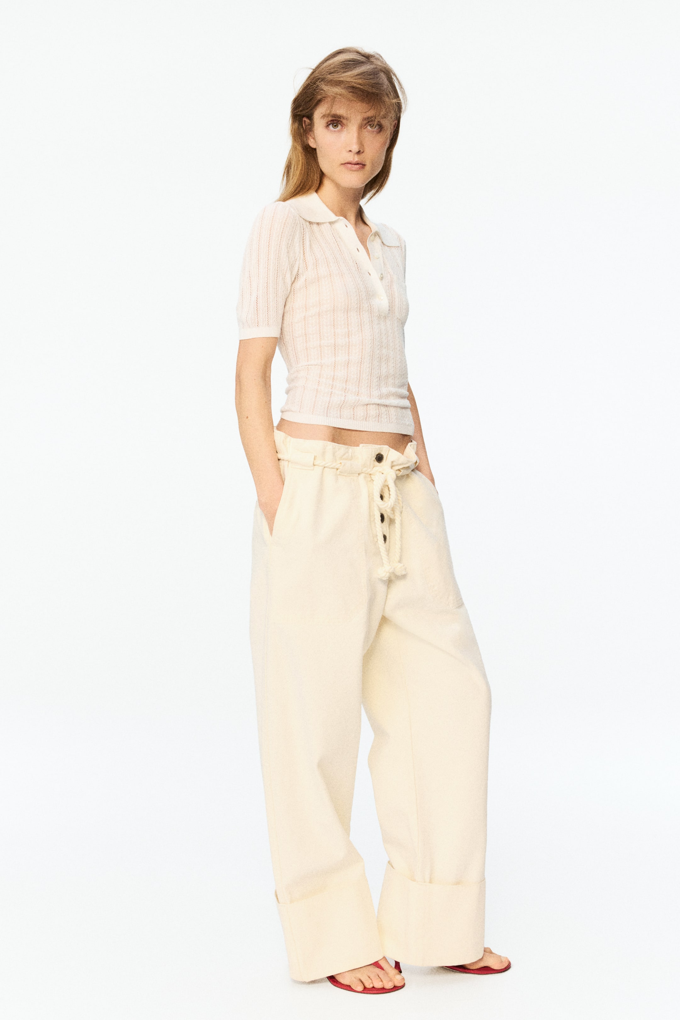 Pointelle-Knit Polo Shirt