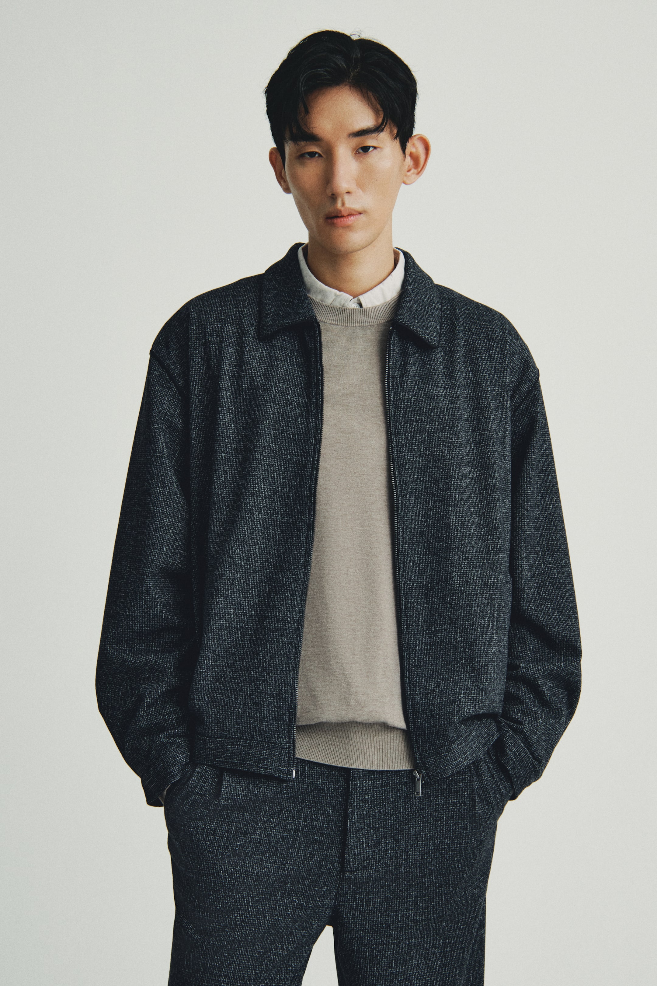 이미지 확대 보기: 해링턴 스타일 재킷 - 블랙 멜란지 - Men | H&M KR 1