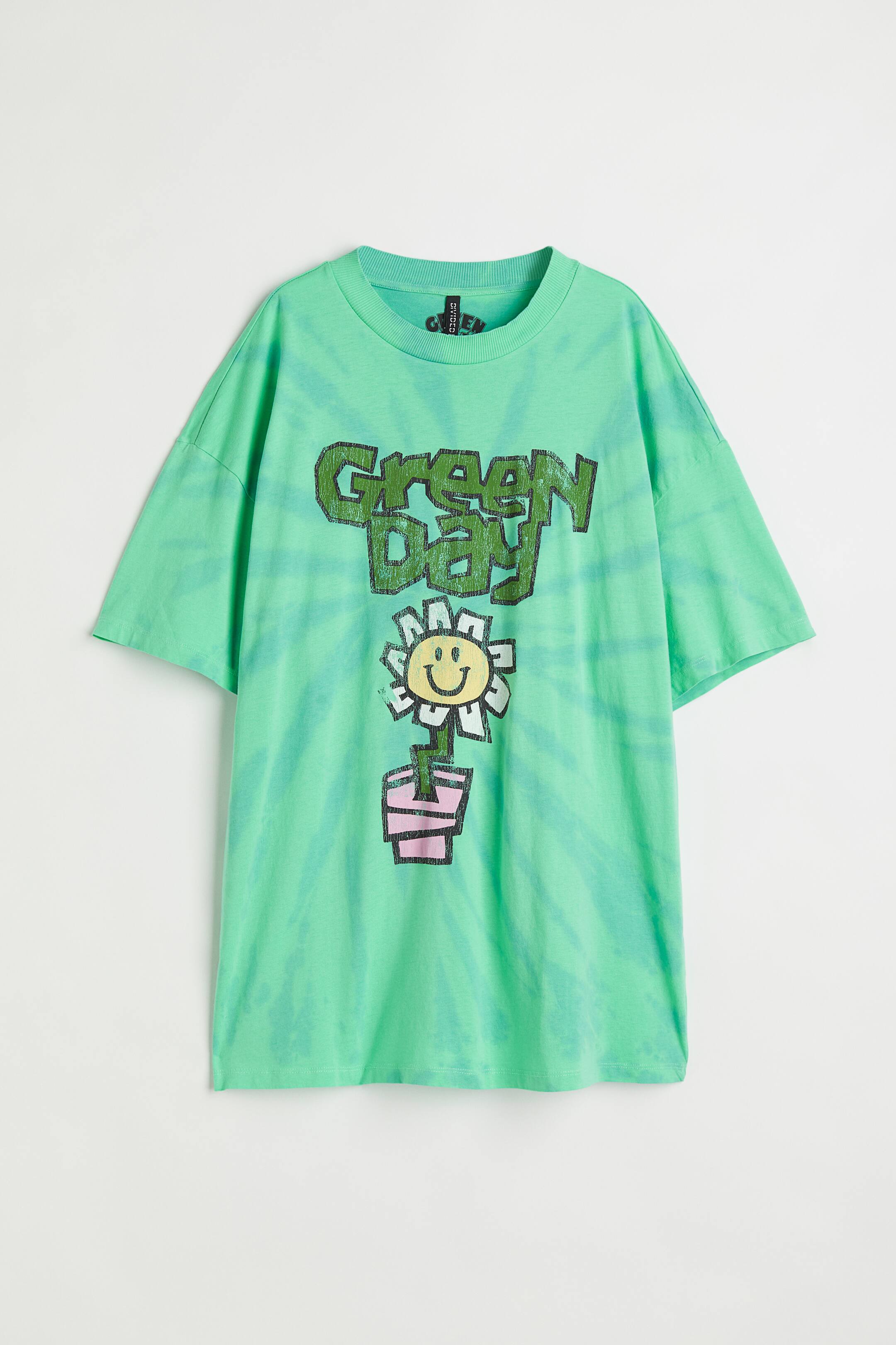 View larger image: Printed T-shirt - Light green/Green Day - Ladies | H&M 1