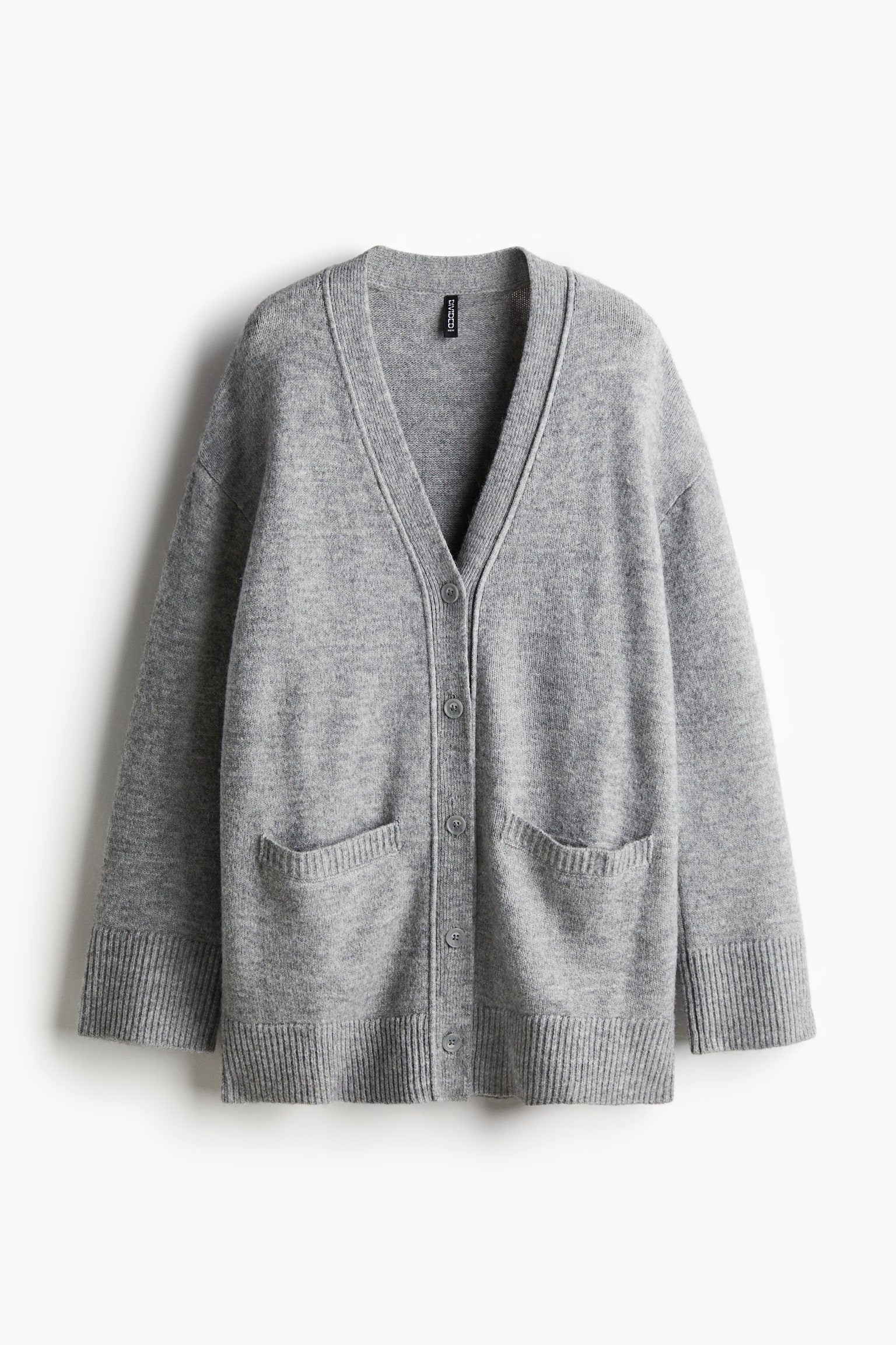 Oversized cardigan - Light grey marl/Light beige marl/Black - 2