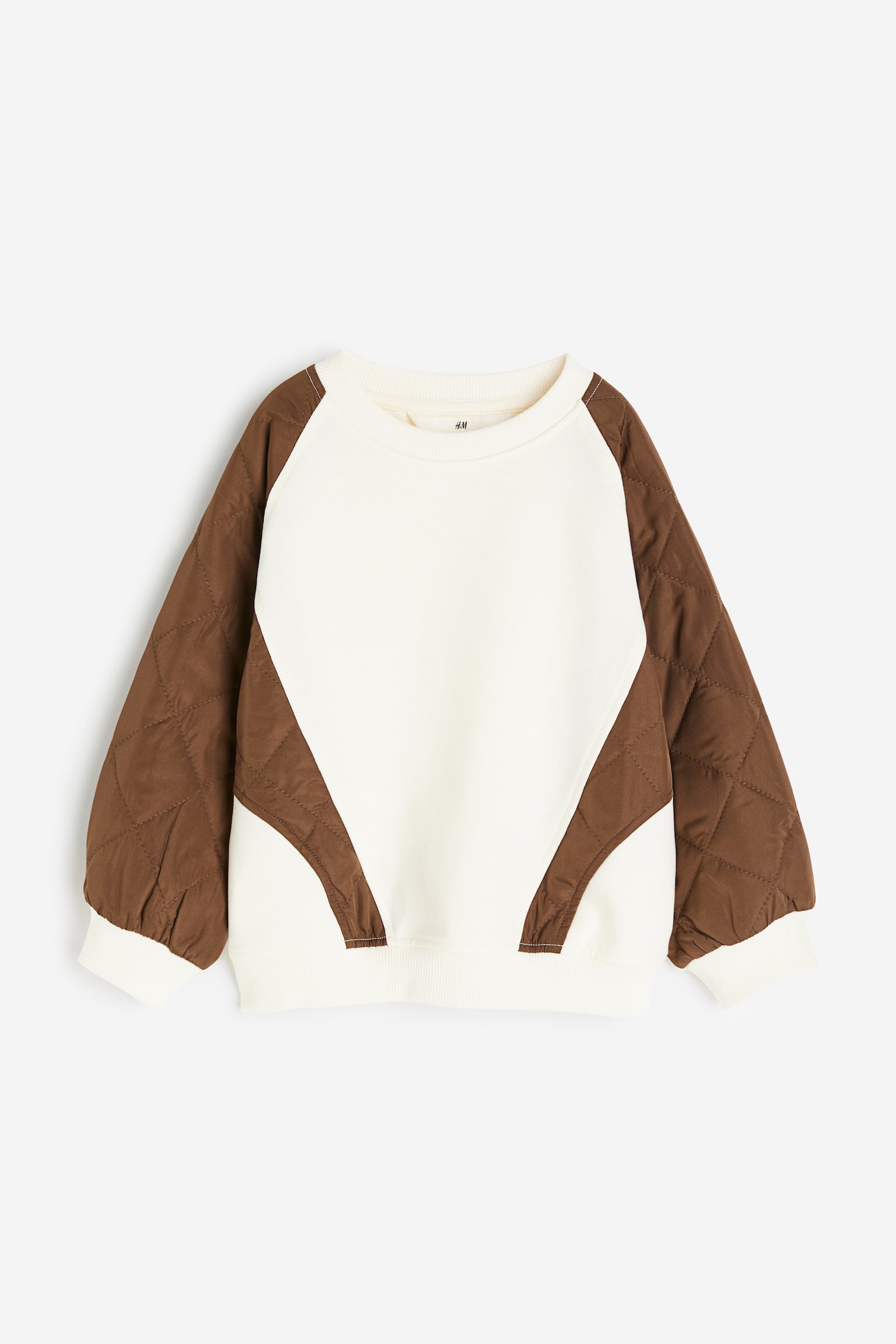 퀼팅 디테일 스웨트셔츠 - 화이트/컬러블록/그레이