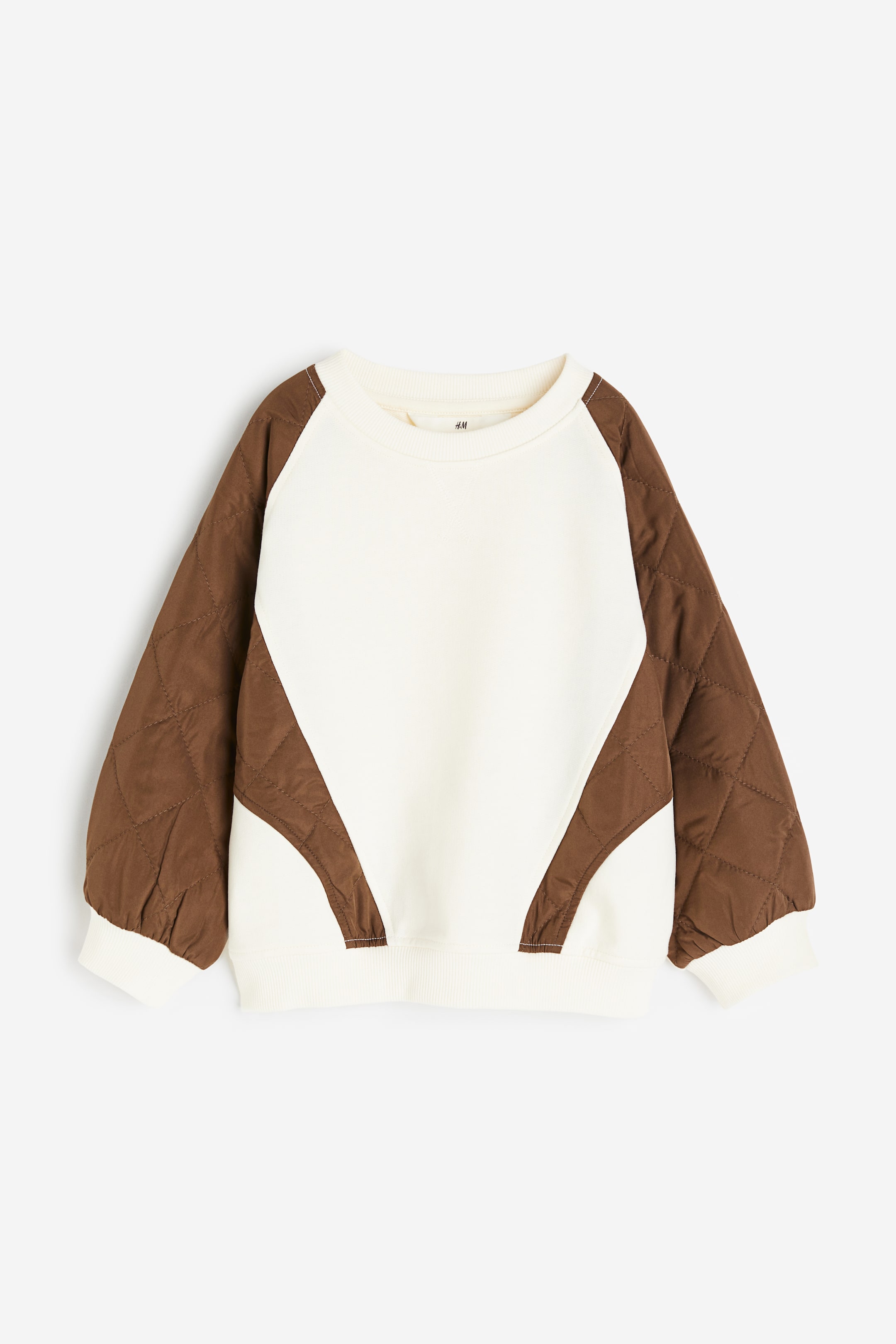 이미지 확대 보기: 퀼팅 디테일 스웨트셔츠 - 화이트/컬러블록 - Kids | H&M KR 1