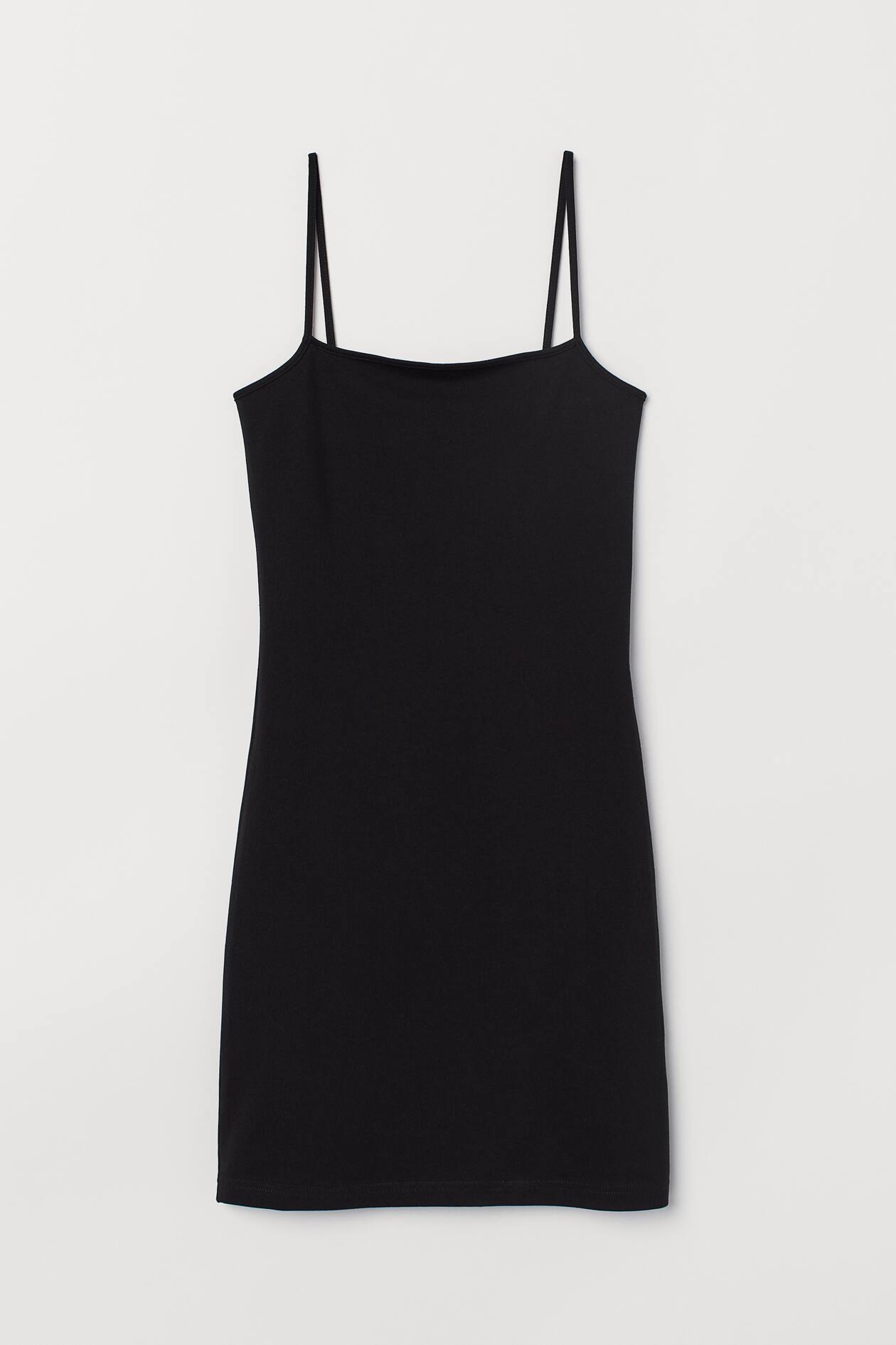 Fitted Dress - Sleeveless - Short - Black - Ladies | H&M US