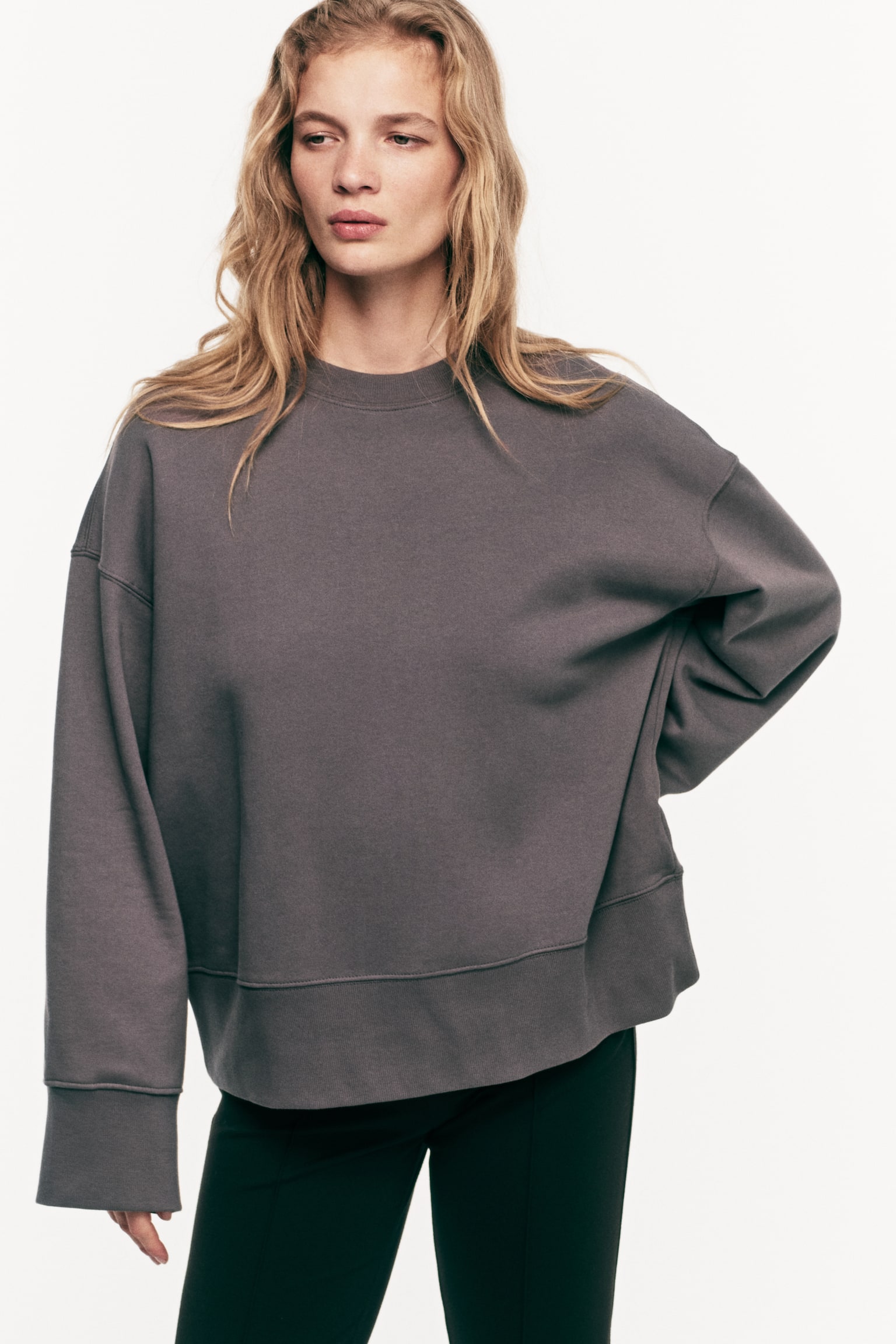 Oversized Cotton Sweatshirt - Dark gray - 4