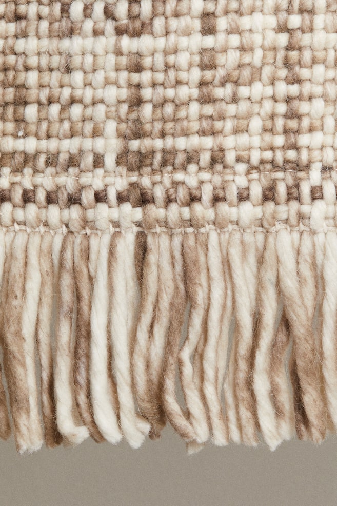 Fringed wool-blend rug - Beige/Light beige - 4