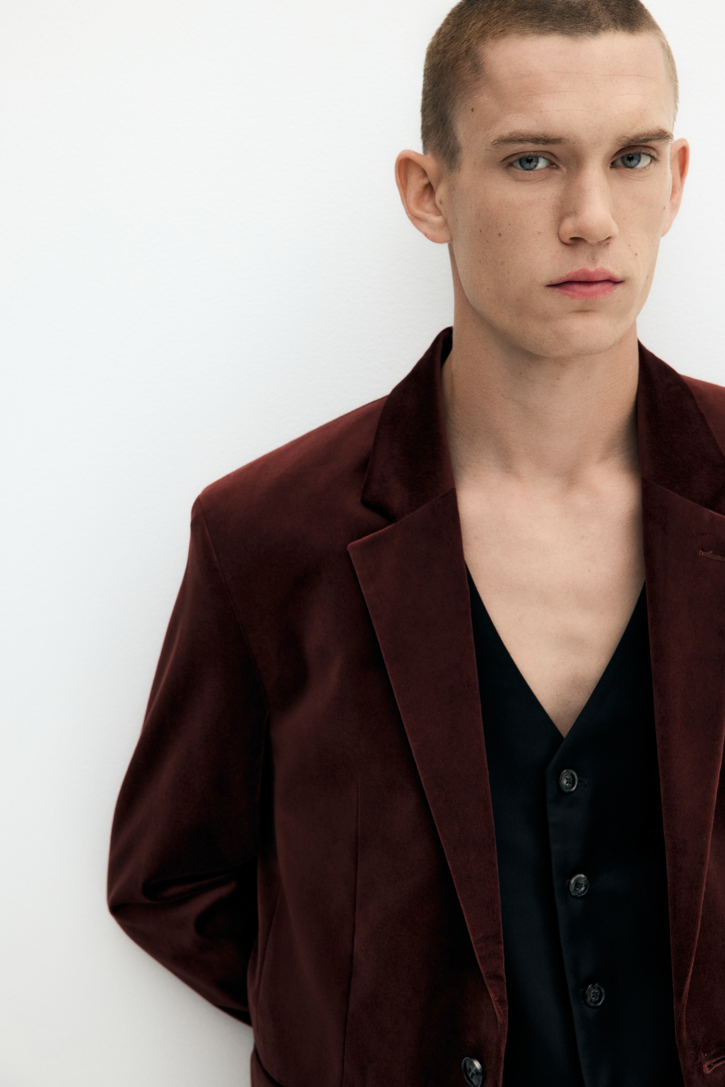 Regular Fit Single-breasted velvet jacket