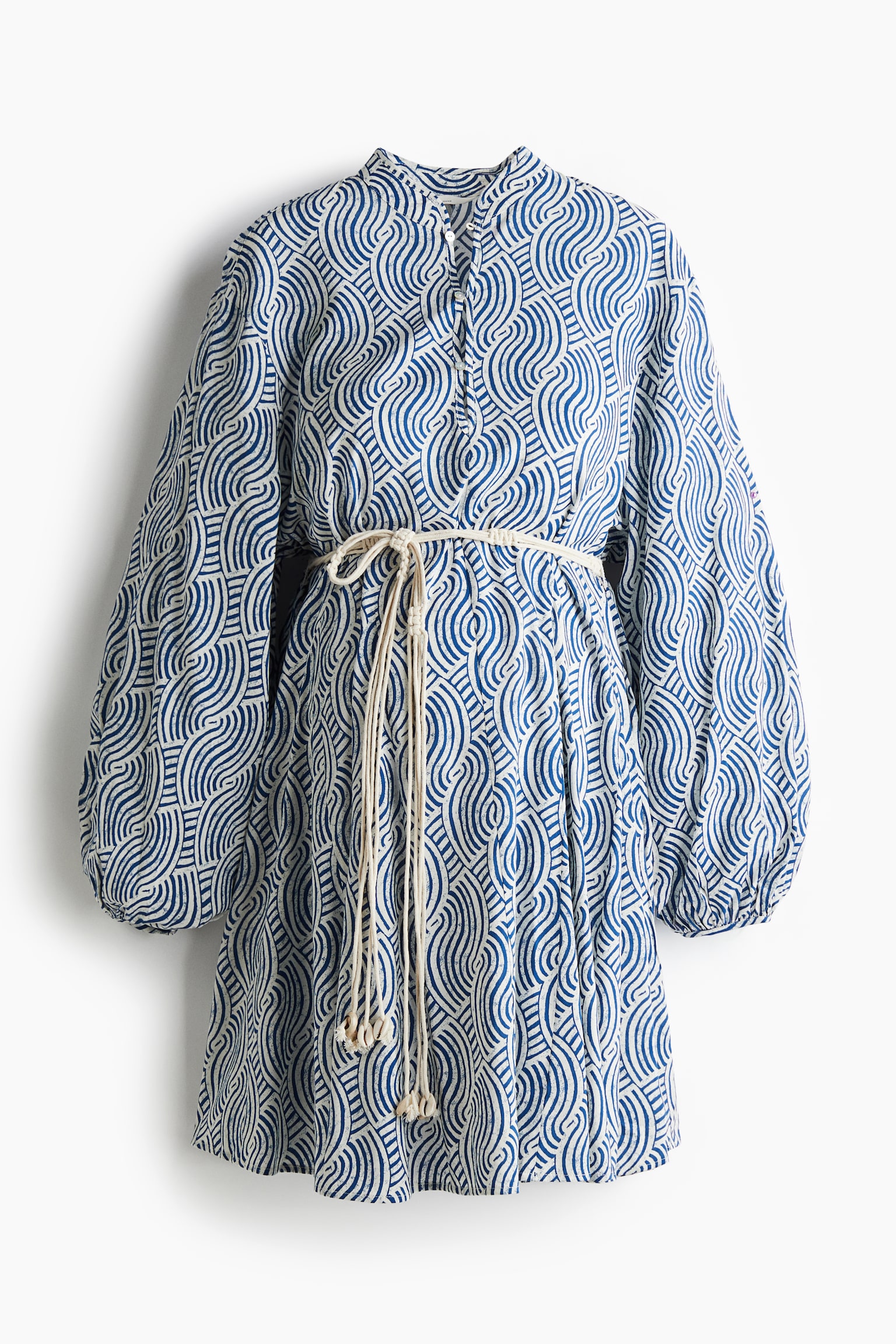 MAMA Macramé-belt dress - Blue/Patterned/Black - 2