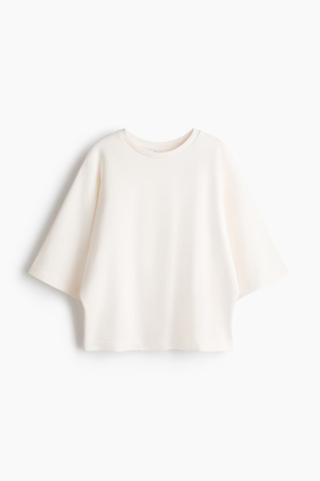 Oversized T-shirt - Cream/Dark blue - 1