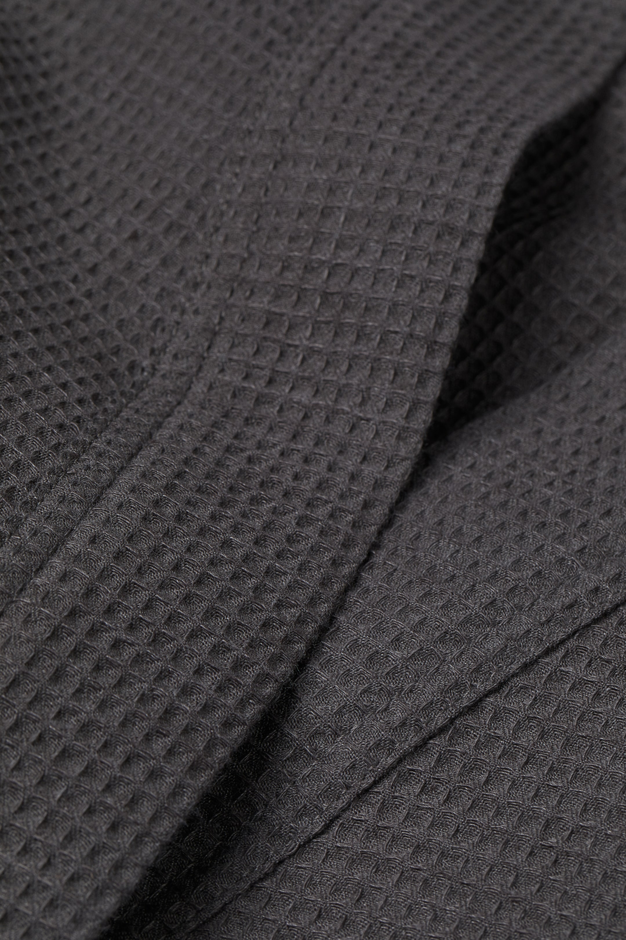 Waffled dressing gown - Long sleeve - Knee length - Graphite grey ...