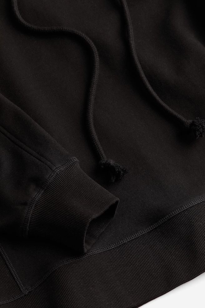 Bawełniana bluza oversize z kapturem - Czarny/Beżowy - 3