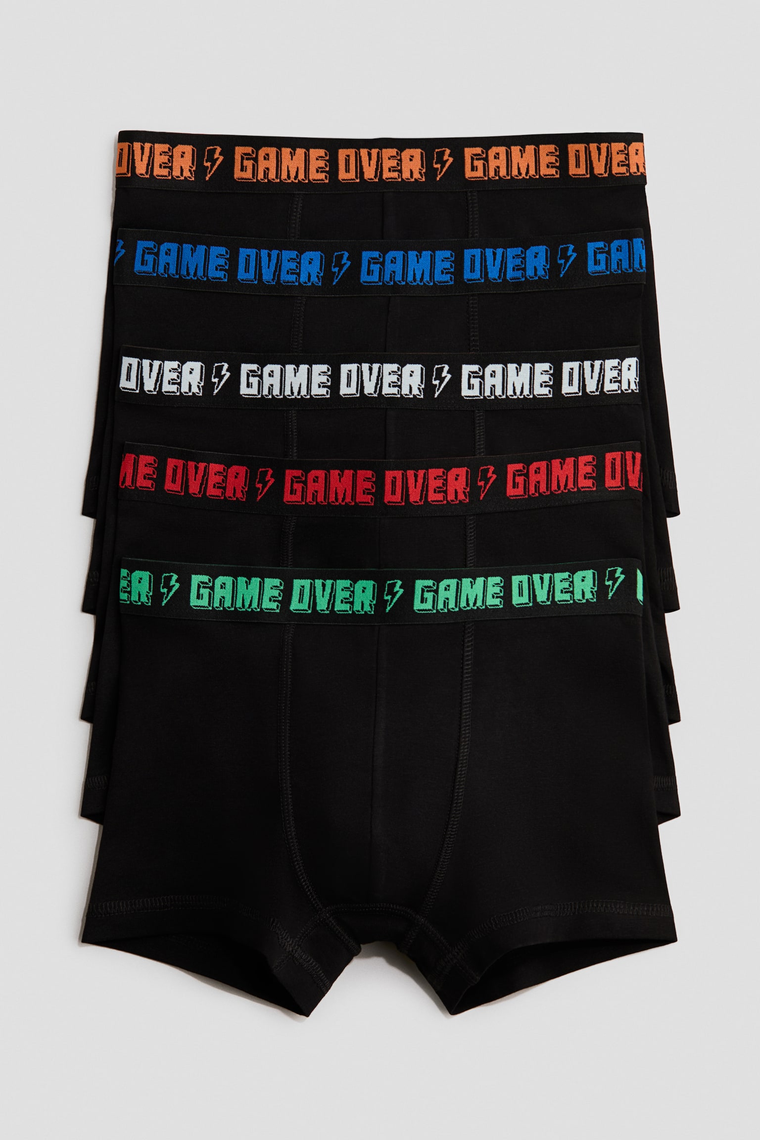 5件入四角褲 - 黑色/Game Over/黑色/混灰色/黑色/Casual/黑色/格紋/深灰色/淺米色/灰色/Level/卡其綠/深灰色/亮藍色/NYC/海軍藍/綠色