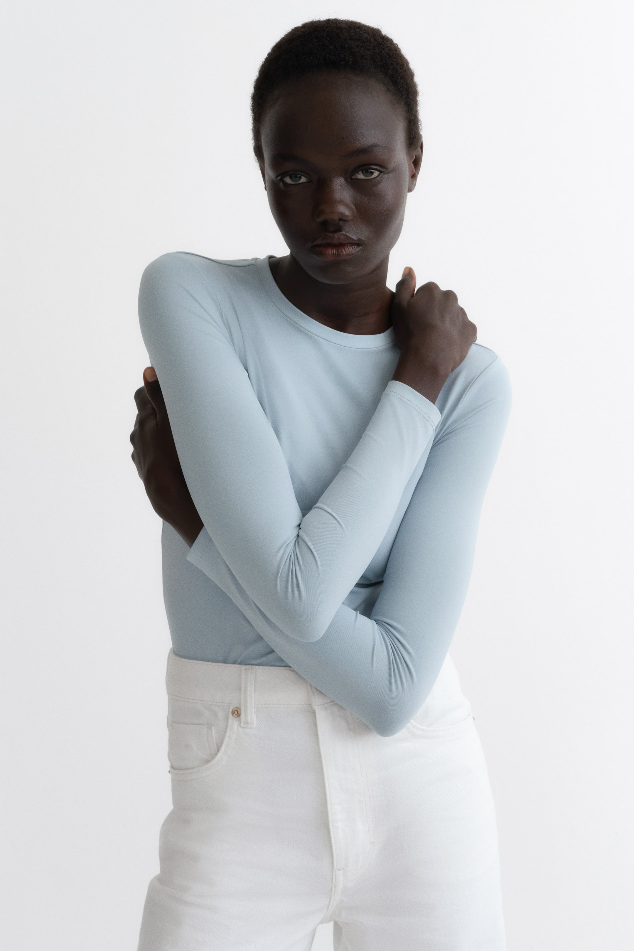 View larger image: Long-sleeved Microfiber Top - Light turquoise - Ladies | H&M CA 1